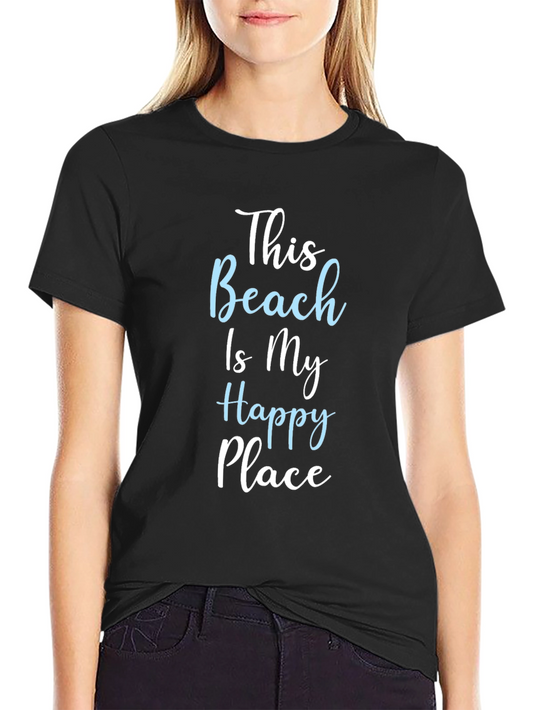 Beach Happy Place T-Shirt:  Comfy Black Tee