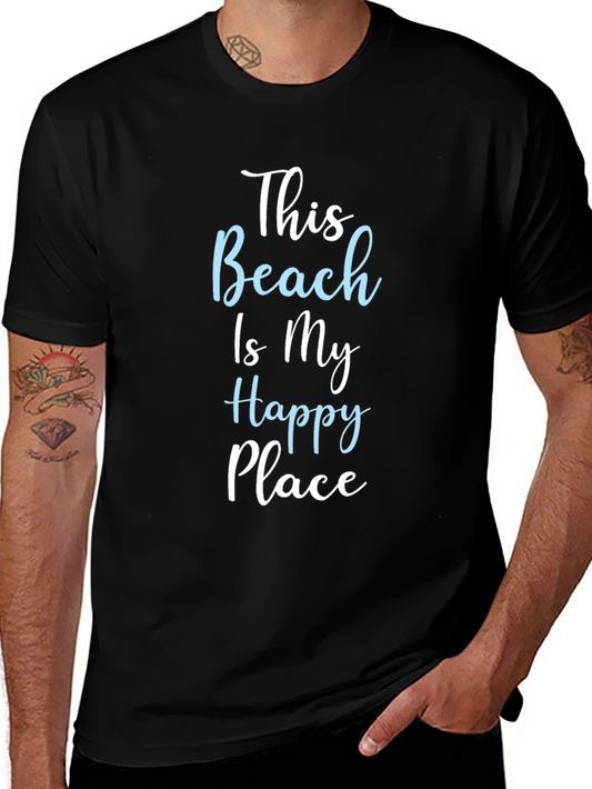Beach Happy Place T-Shirt:  Comfy Black Tee