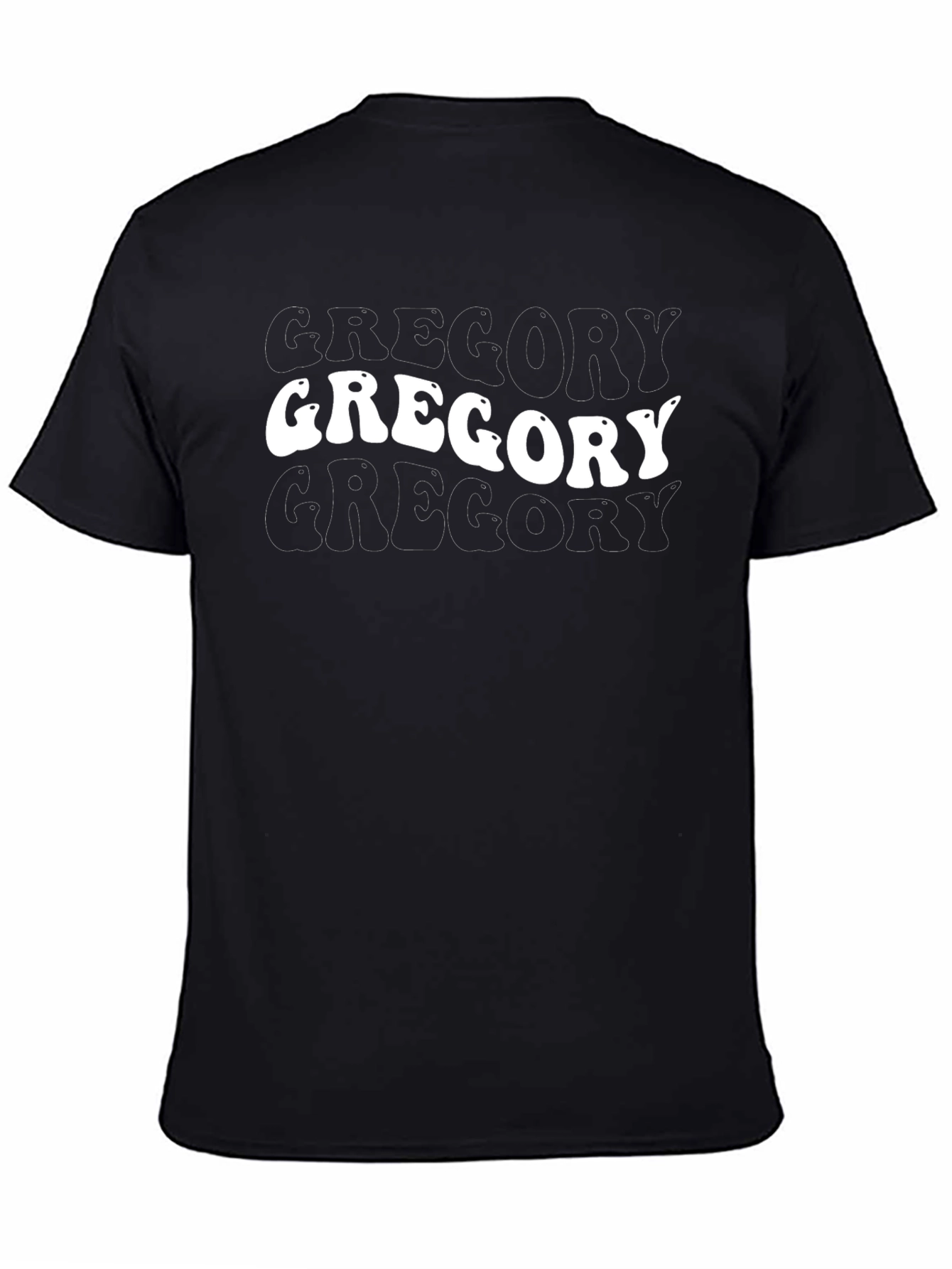 Retro Gregory Text Print Black T-Shirt