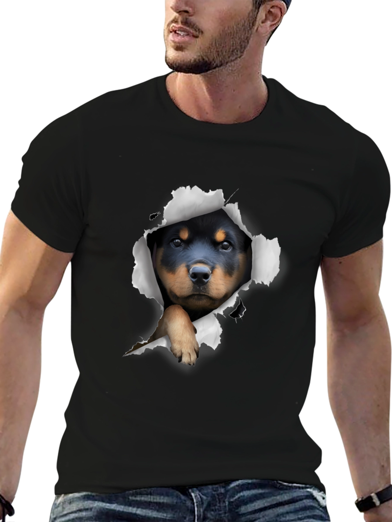 Rottweiler Puppy Peek-a-Boo T-Shirt