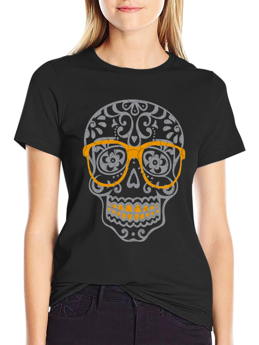 Skull with Glasses Graphic T-Shirt