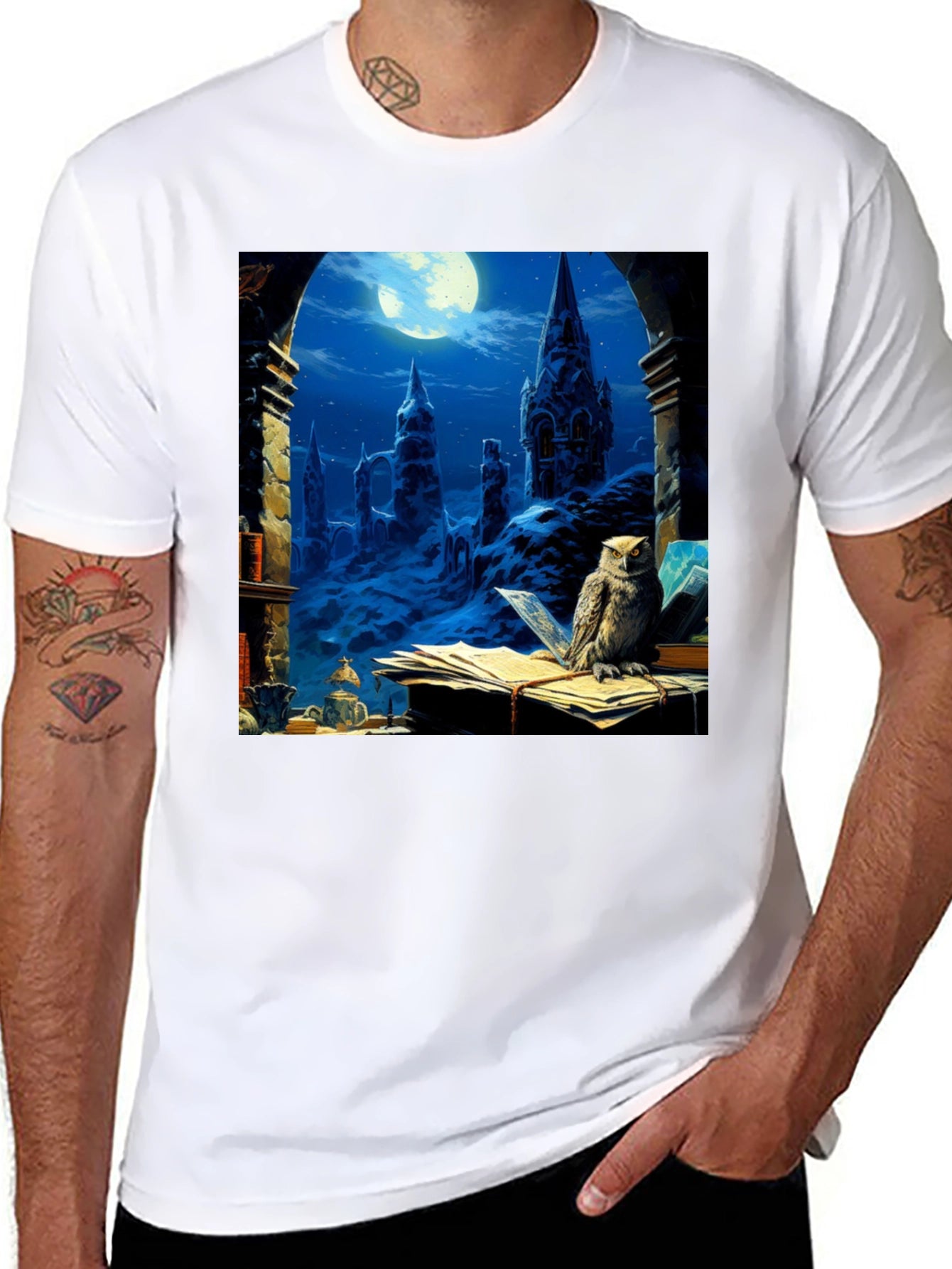 Owl and Hogwarts Castle T-Shirt