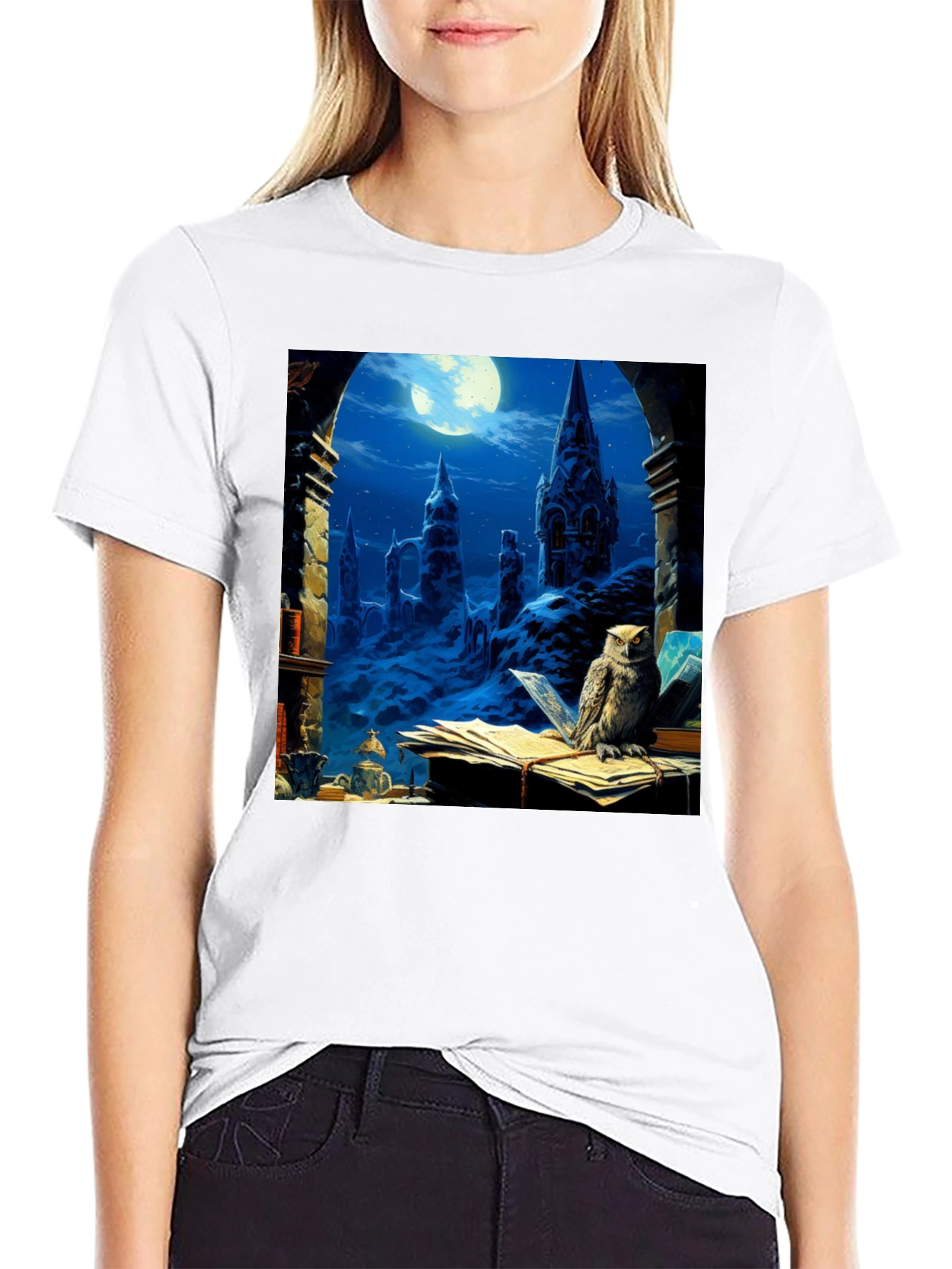 Owl and Hogwarts Castle T-Shirt