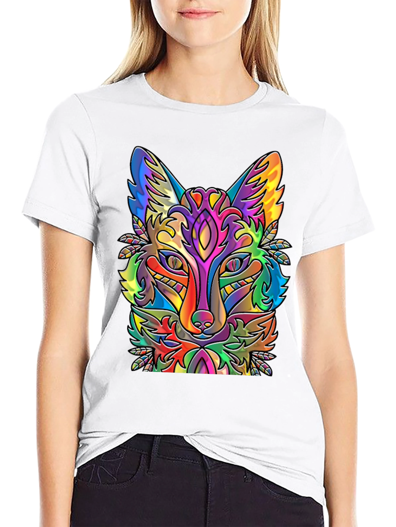 Psychedelic Fox Graphic T-Shirt - Vibrant Animal Tee