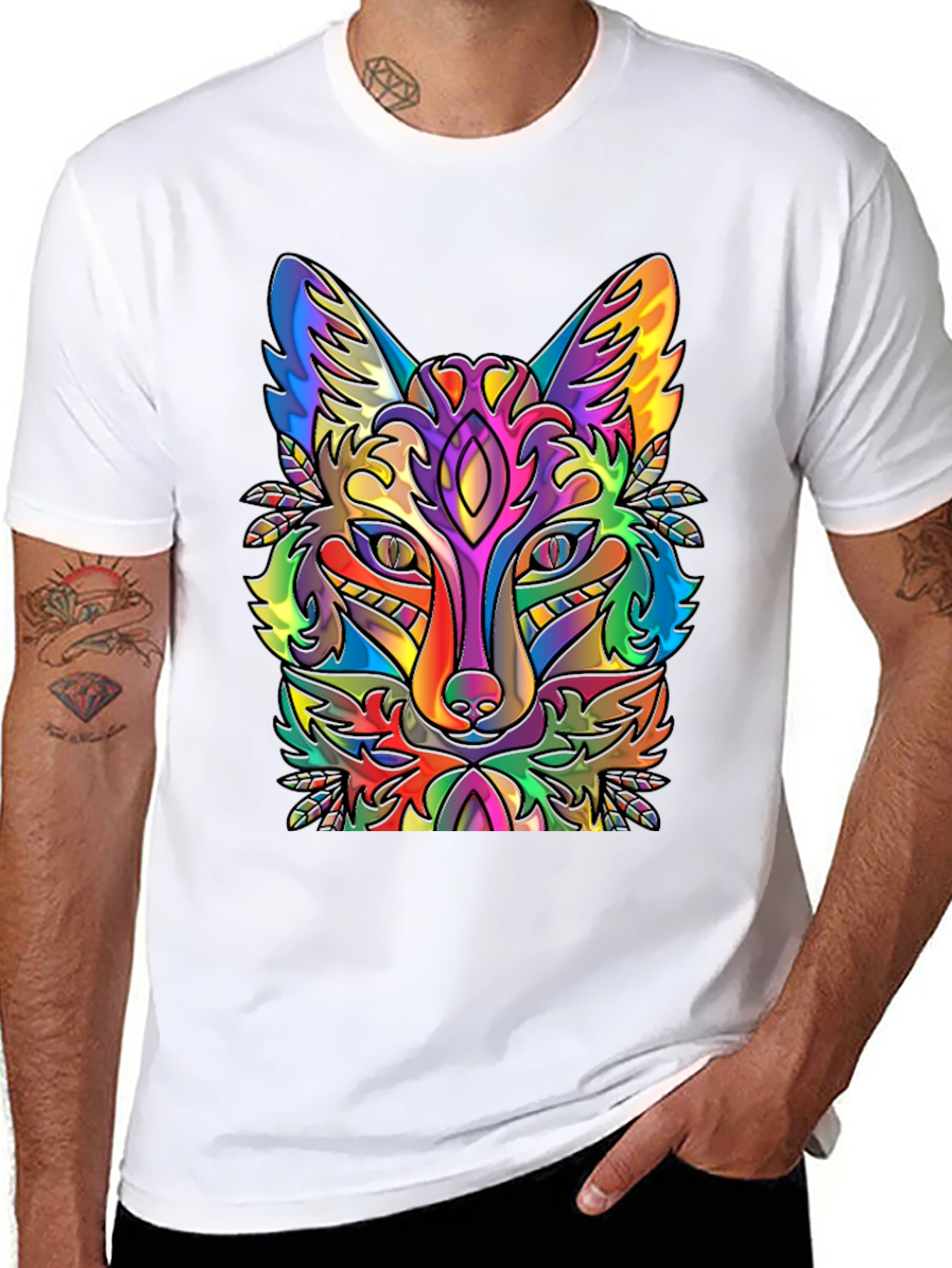 Psychedelic Fox Graphic T-Shirt - Vibrant Animal Tee