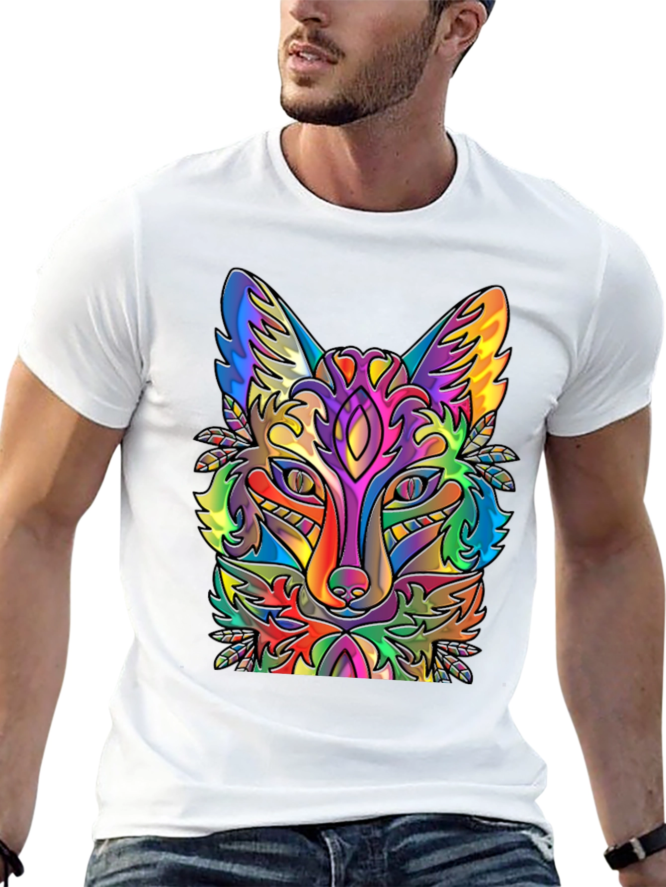 Psychedelic Fox Graphic T-Shirt - Vibrant Animal Tee