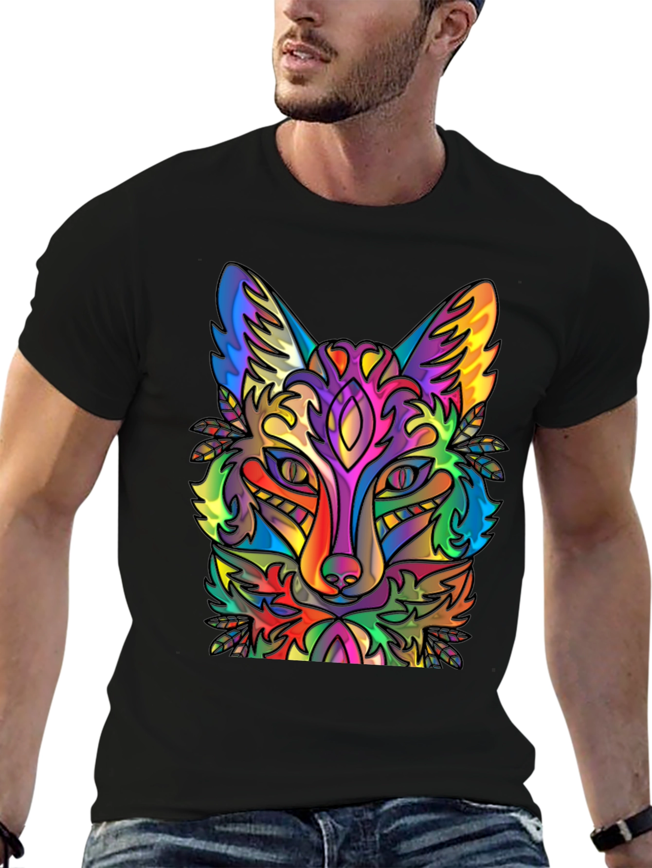 Psychedelic Fox Graphic T-Shirt - Vibrant Animal Tee