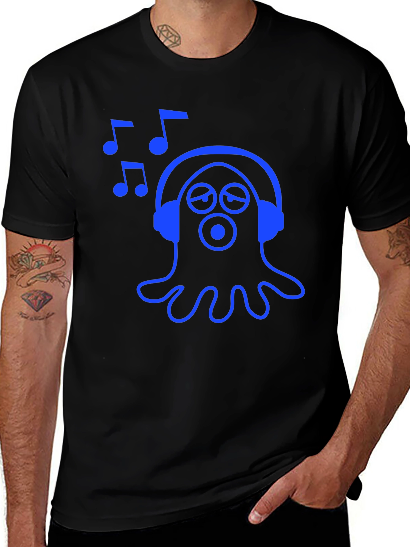 Cool Octopus DJ Graphic Tee - Black Cotton T-Shirt