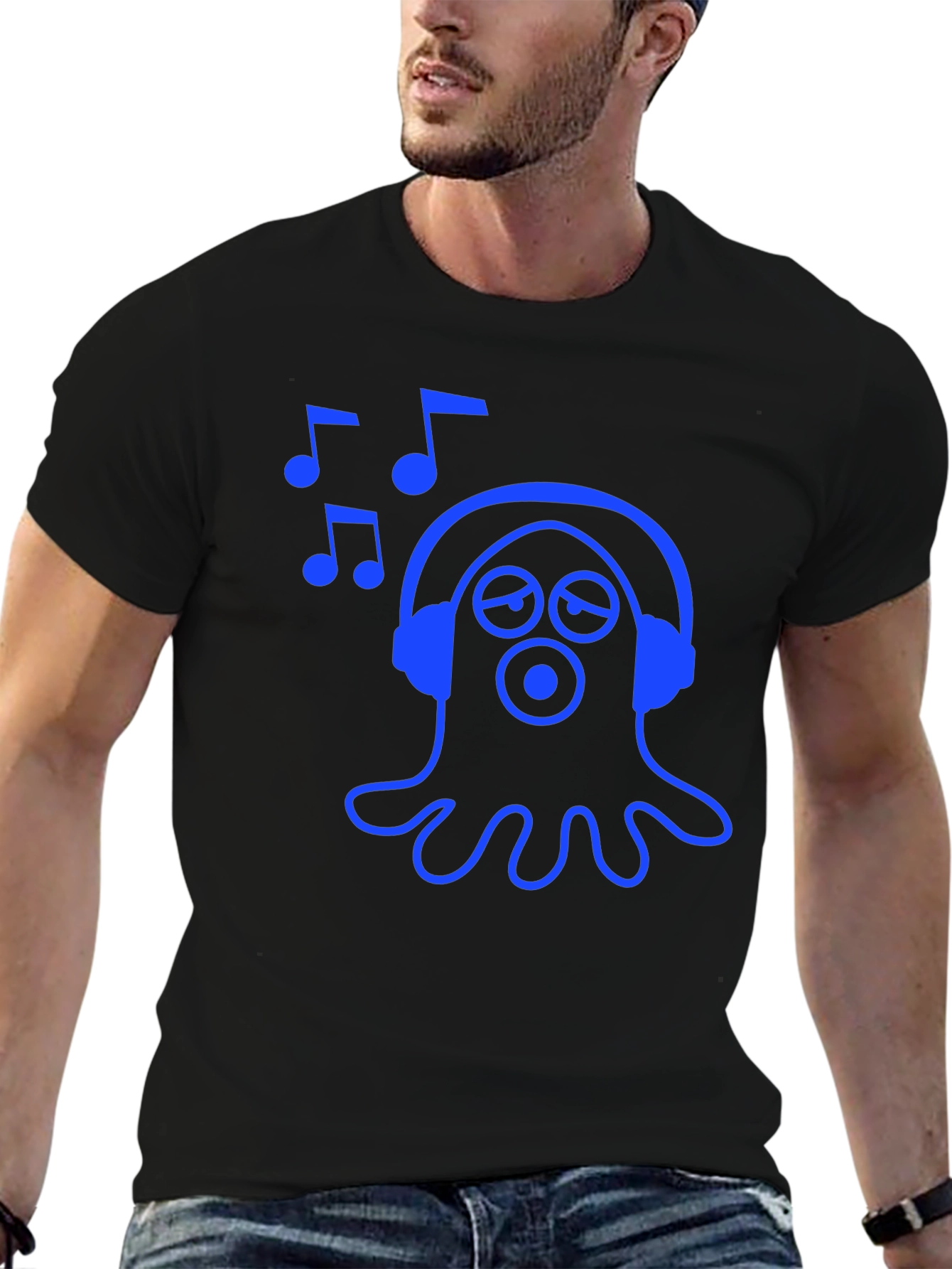 Cool Octopus DJ Graphic Tee - Black Cotton T-Shirt