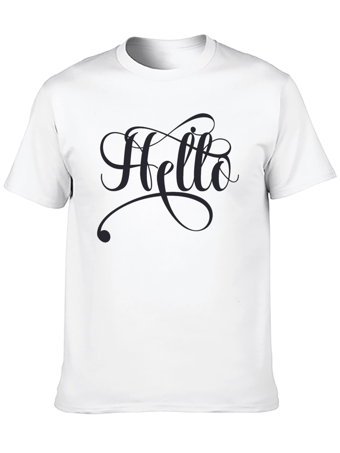 Hello Script Tee - Black Casual T-Shirt