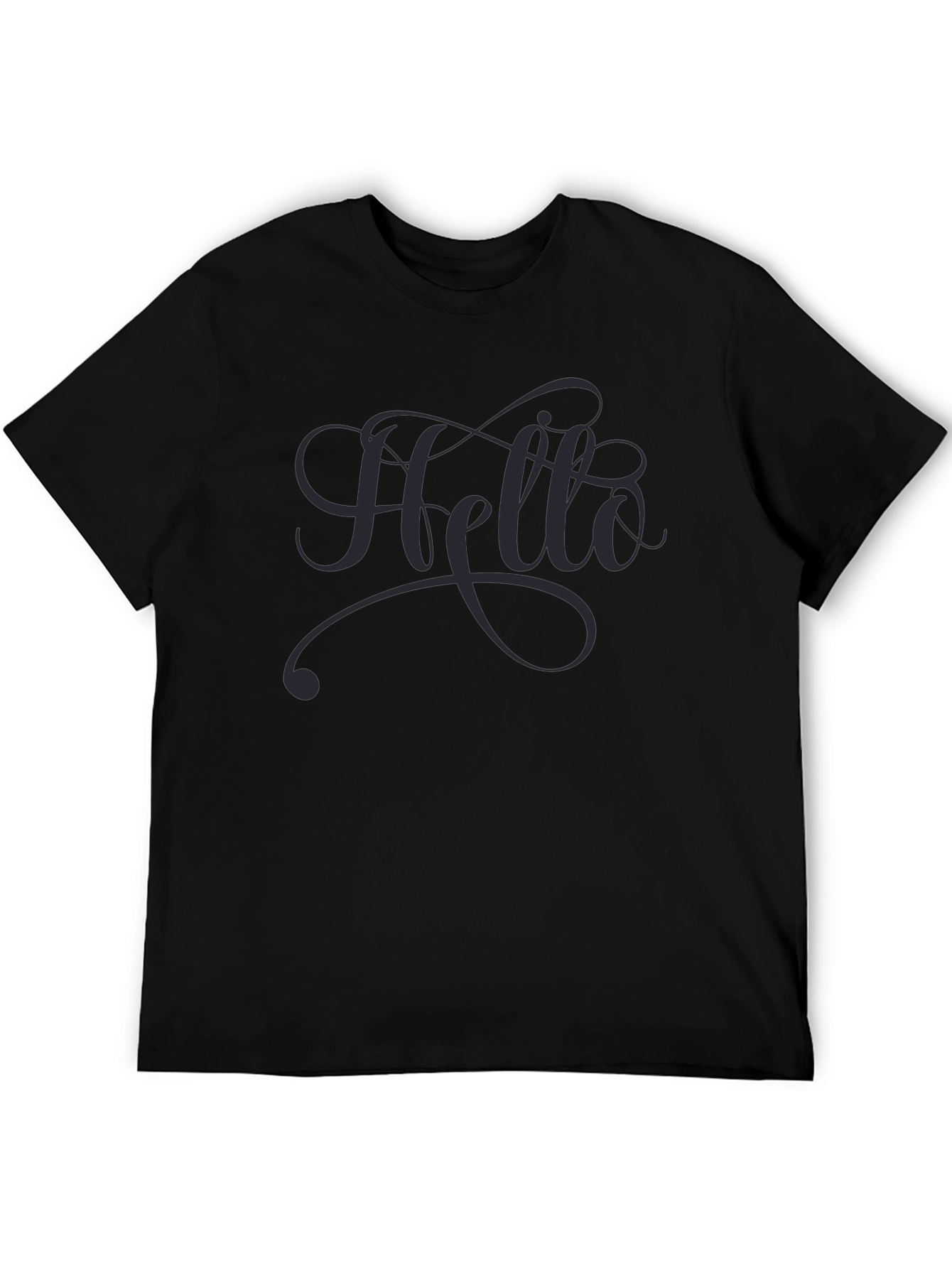 Hello Script Tee - Black Casual T-Shirt