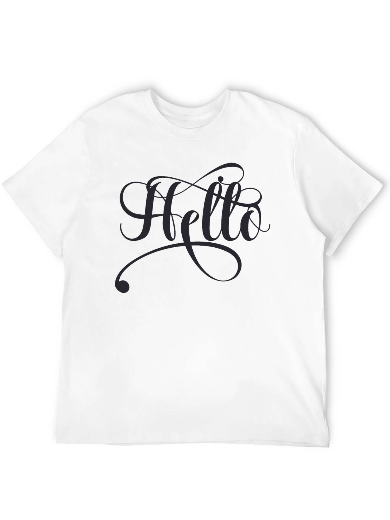 Hello Script Tee - Black Casual T-Shirt