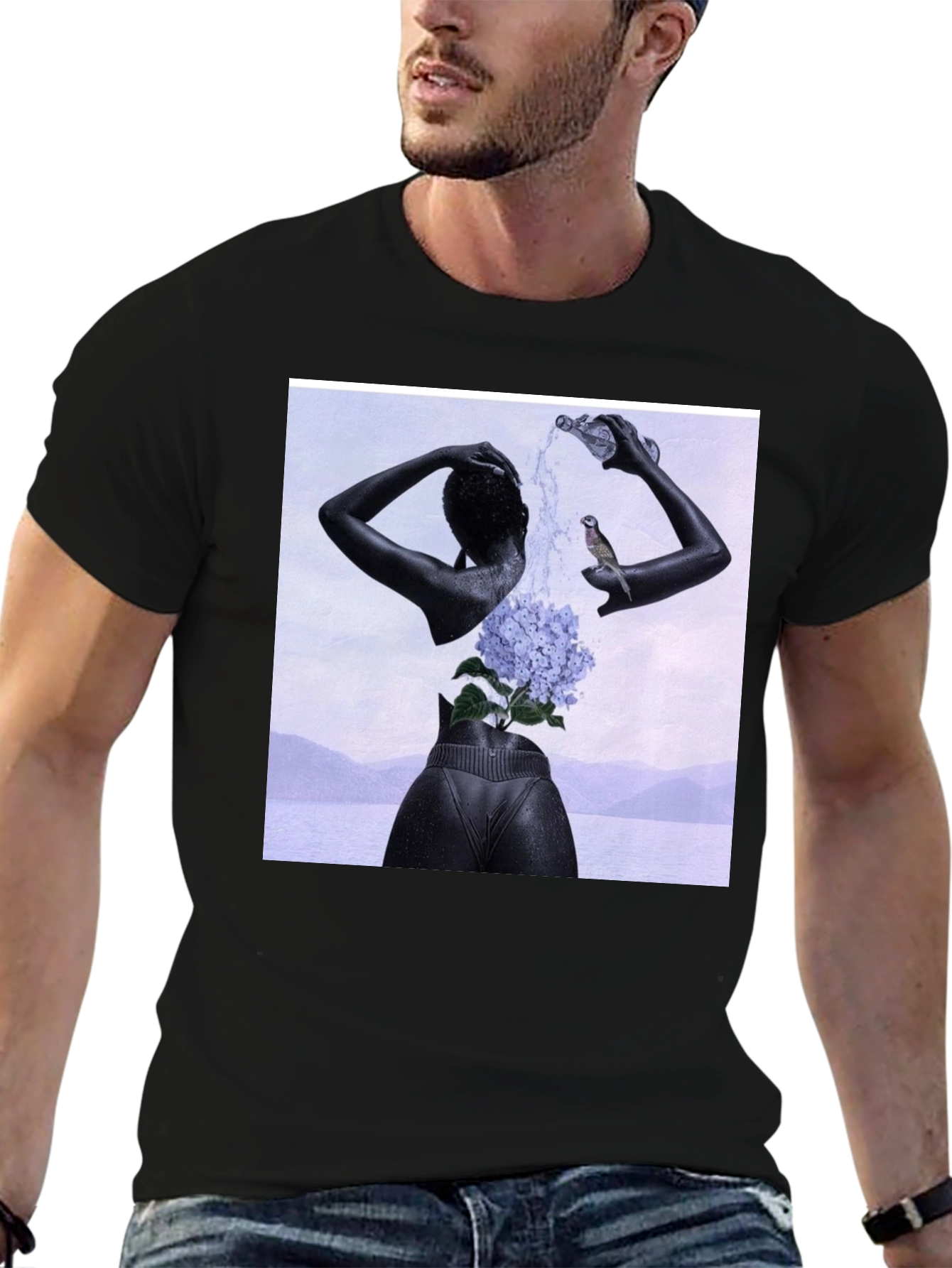 Abstract Art Print Black T-Shirt