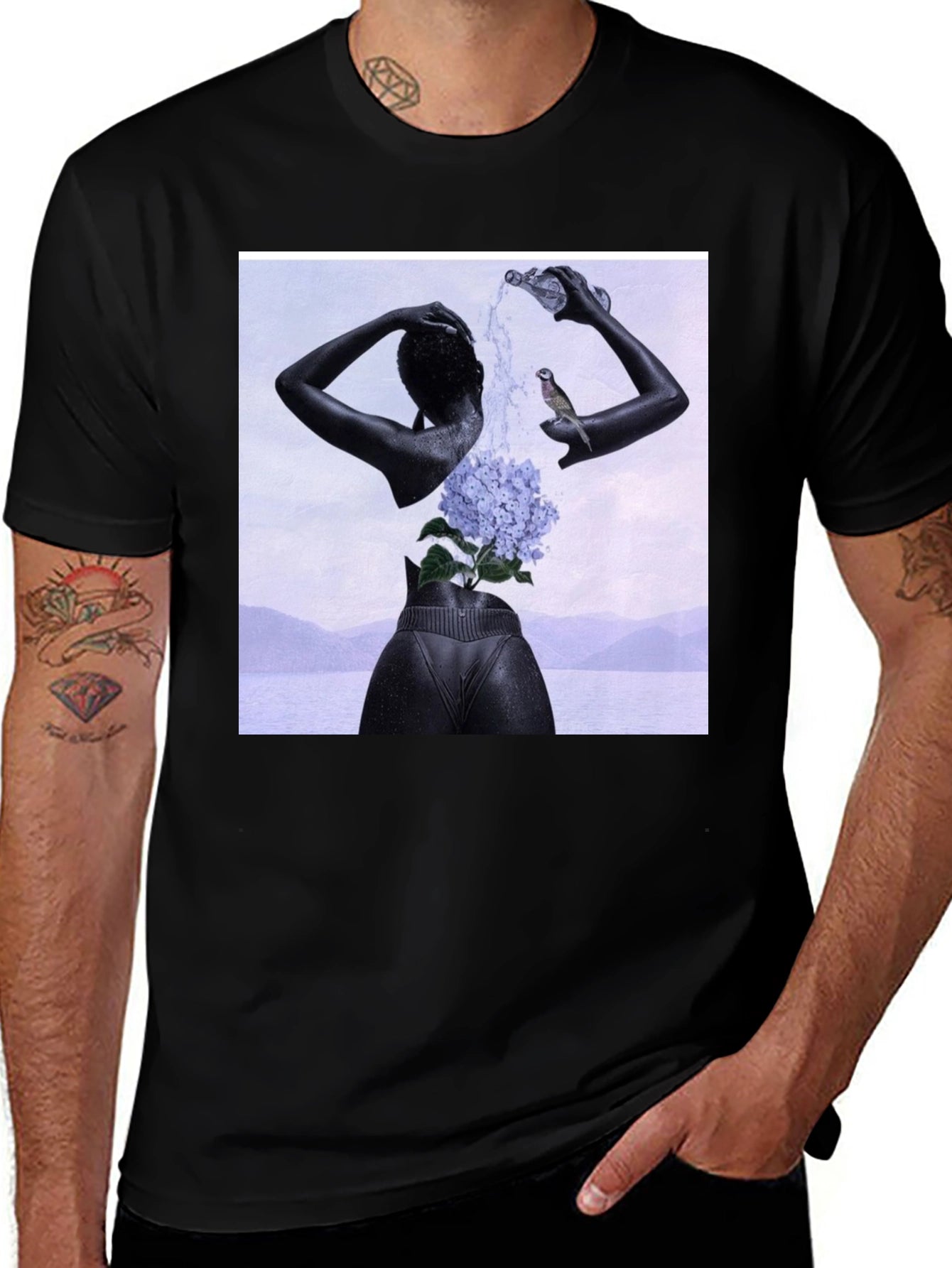 Abstract Art Print Black T-Shirt