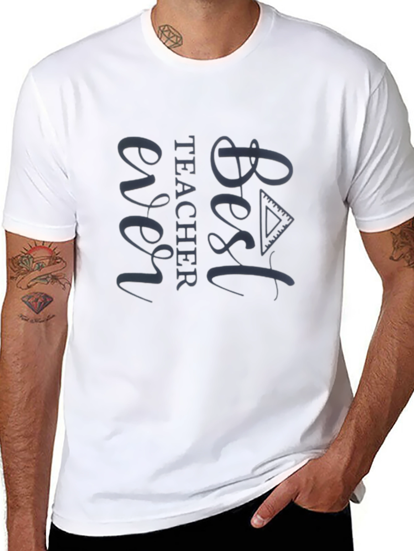 Best Teacher Ever Graphic Tee - Black Casual T-Shirt