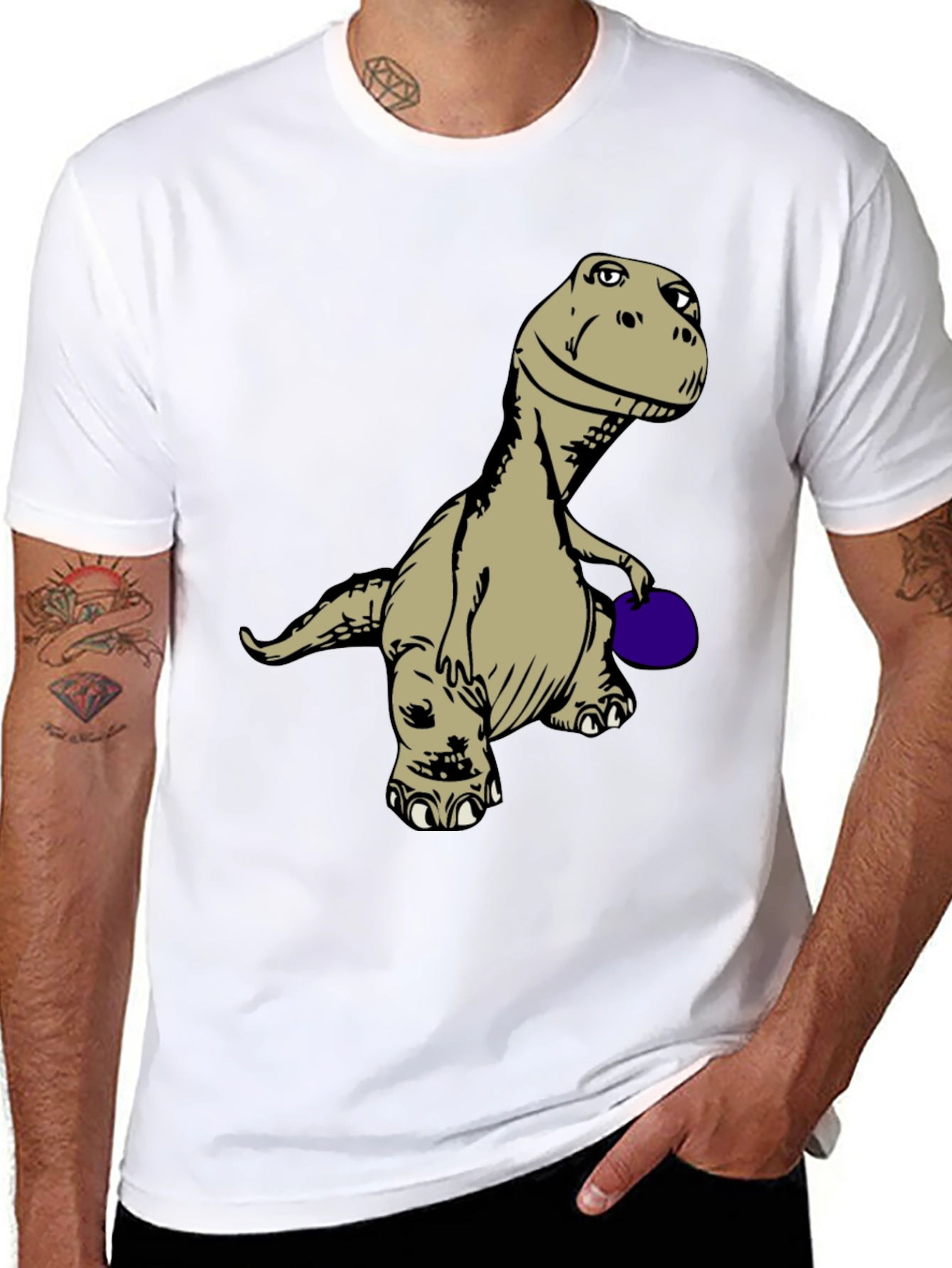 Dinosaur Bowling T-Shirt - Novelty Graphic Tee