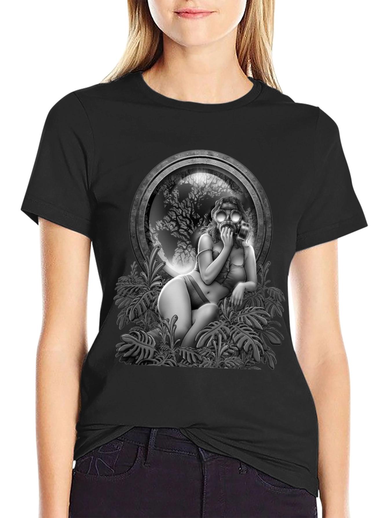 Steampunk Gas Mask Girl Graphic Tee