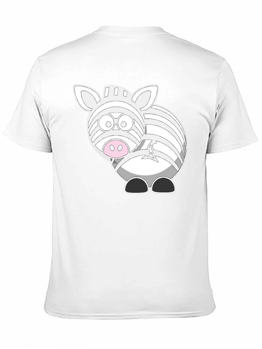 Zebra Cartoon Graphic T-Shirt - Black