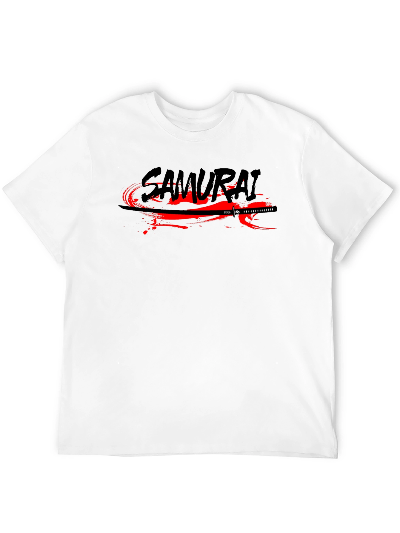Samurai Sword Graphic Print Black T-Shirt
