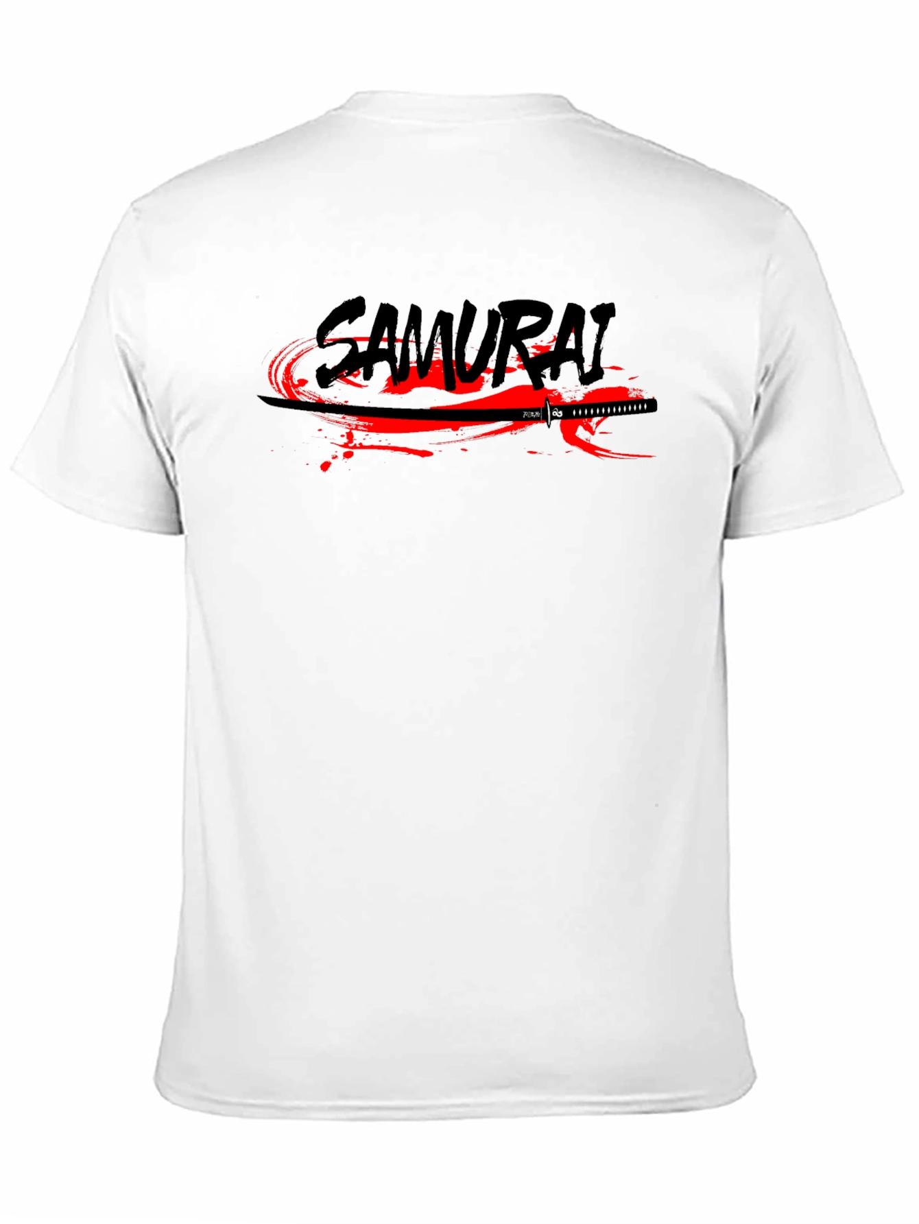 Samurai Sword Graphic Print Black T-Shirt