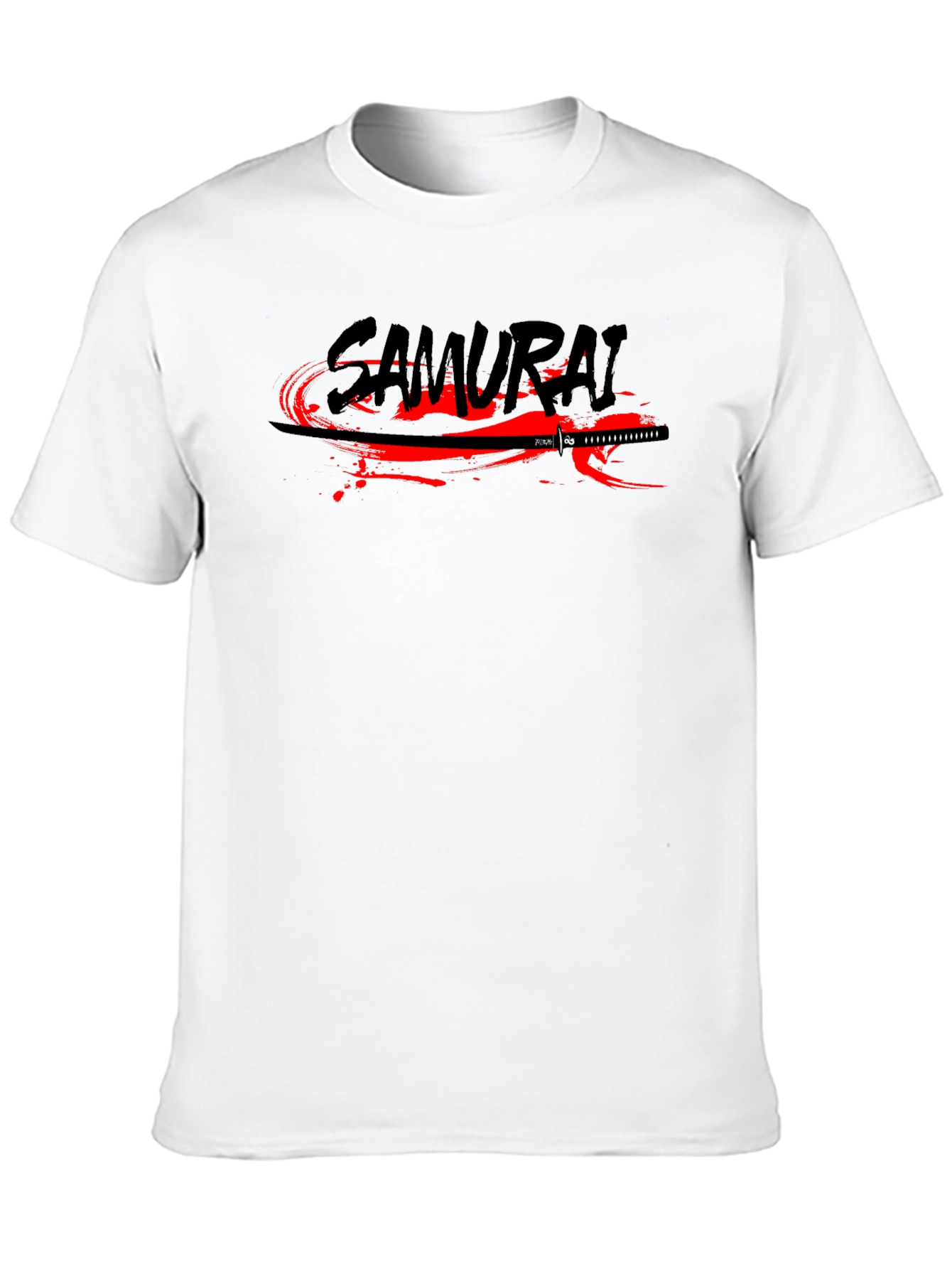 Samurai Sword Graphic Print Black T-Shirt