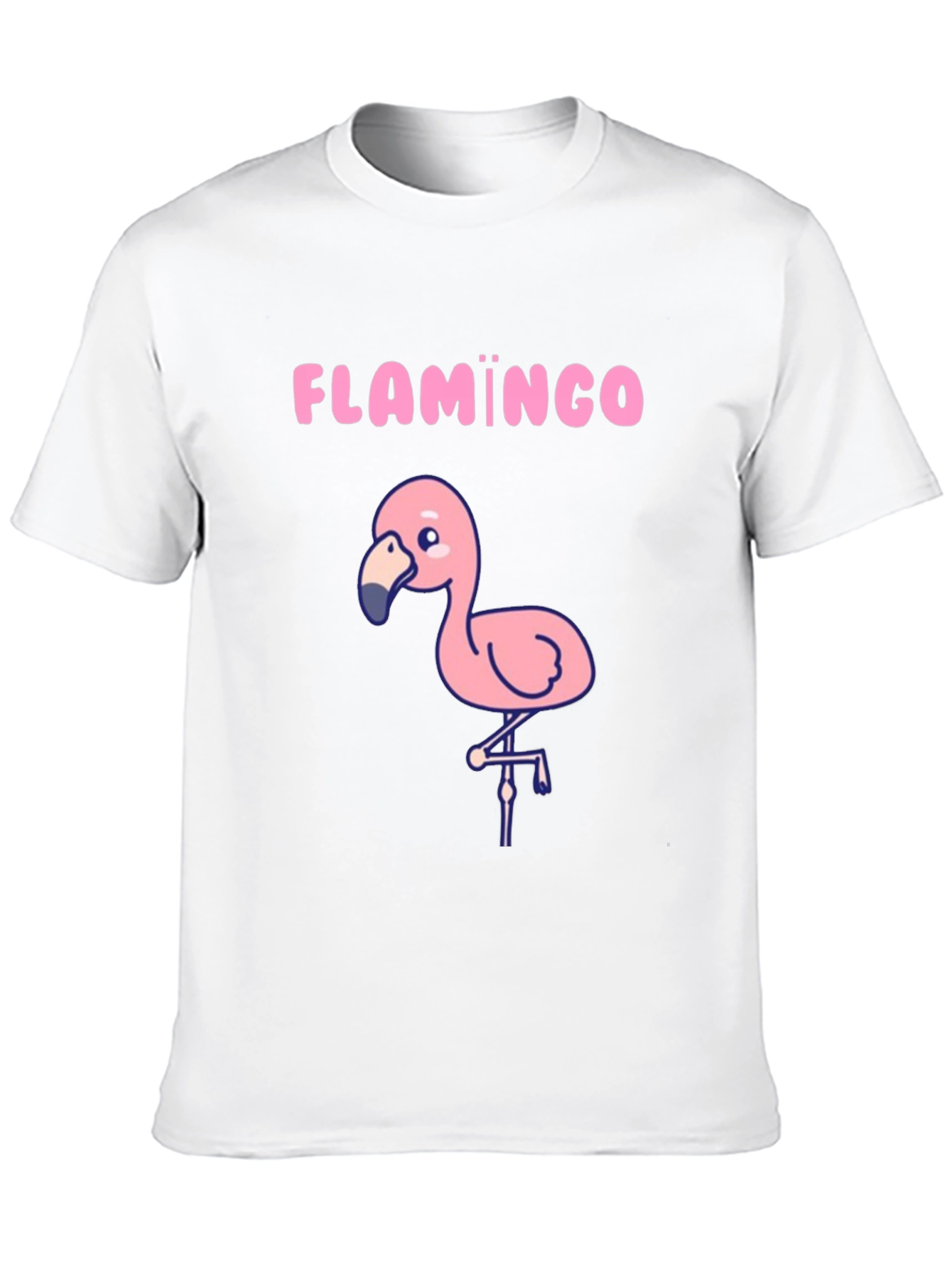 Cute Flamingo Graphic Tee - Black Cotton T-Shirt