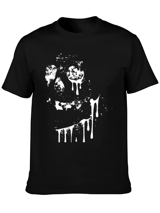 Creepy Skull Graphic Tee - Black Cotton T-Shirt