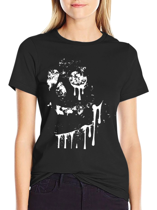 Creepy Skull Graphic Tee - Black Cotton T-Shirt