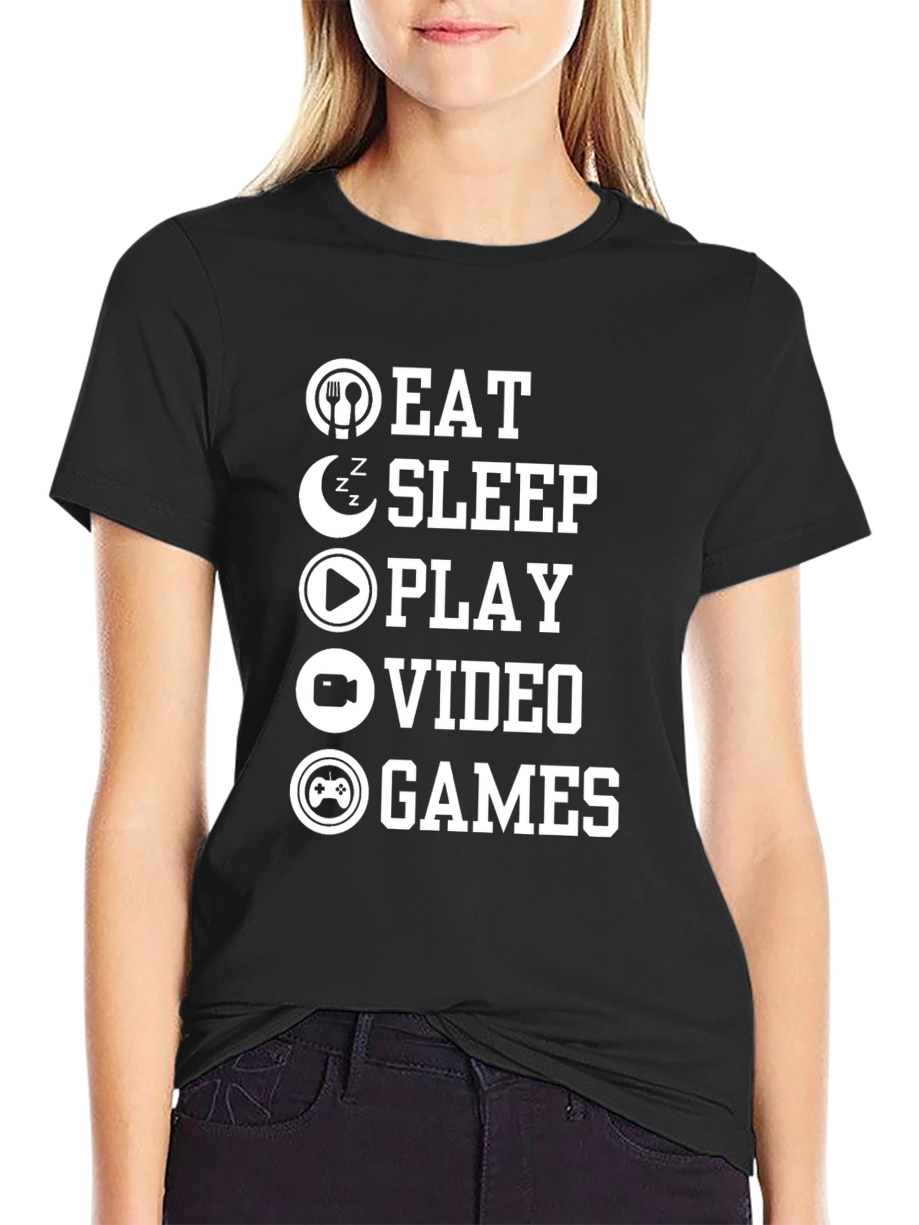 Eat Sleep Play Video Games Black Graphic T-Shirt