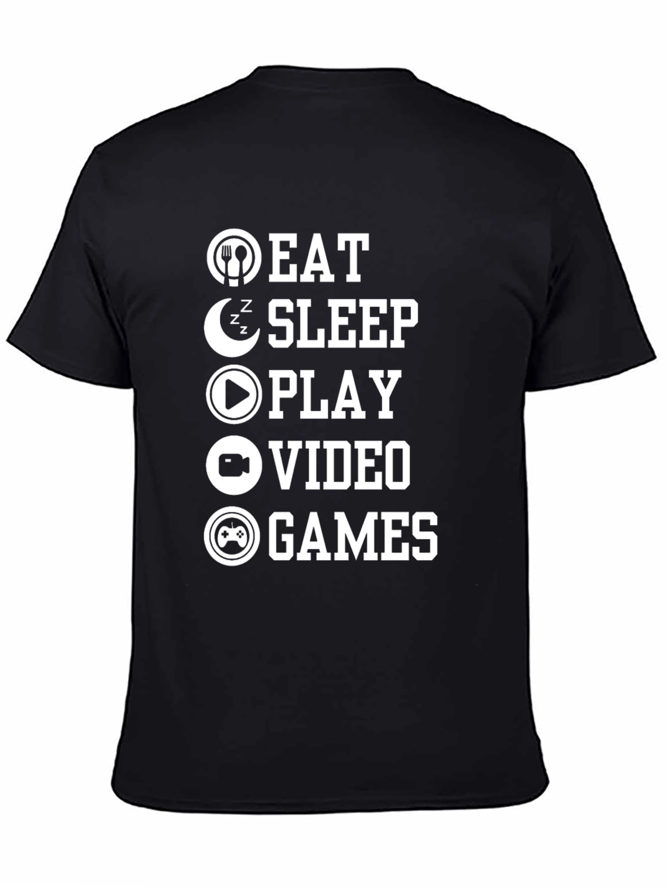 Eat Sleep Play Video Games Black Graphic T-Shirt