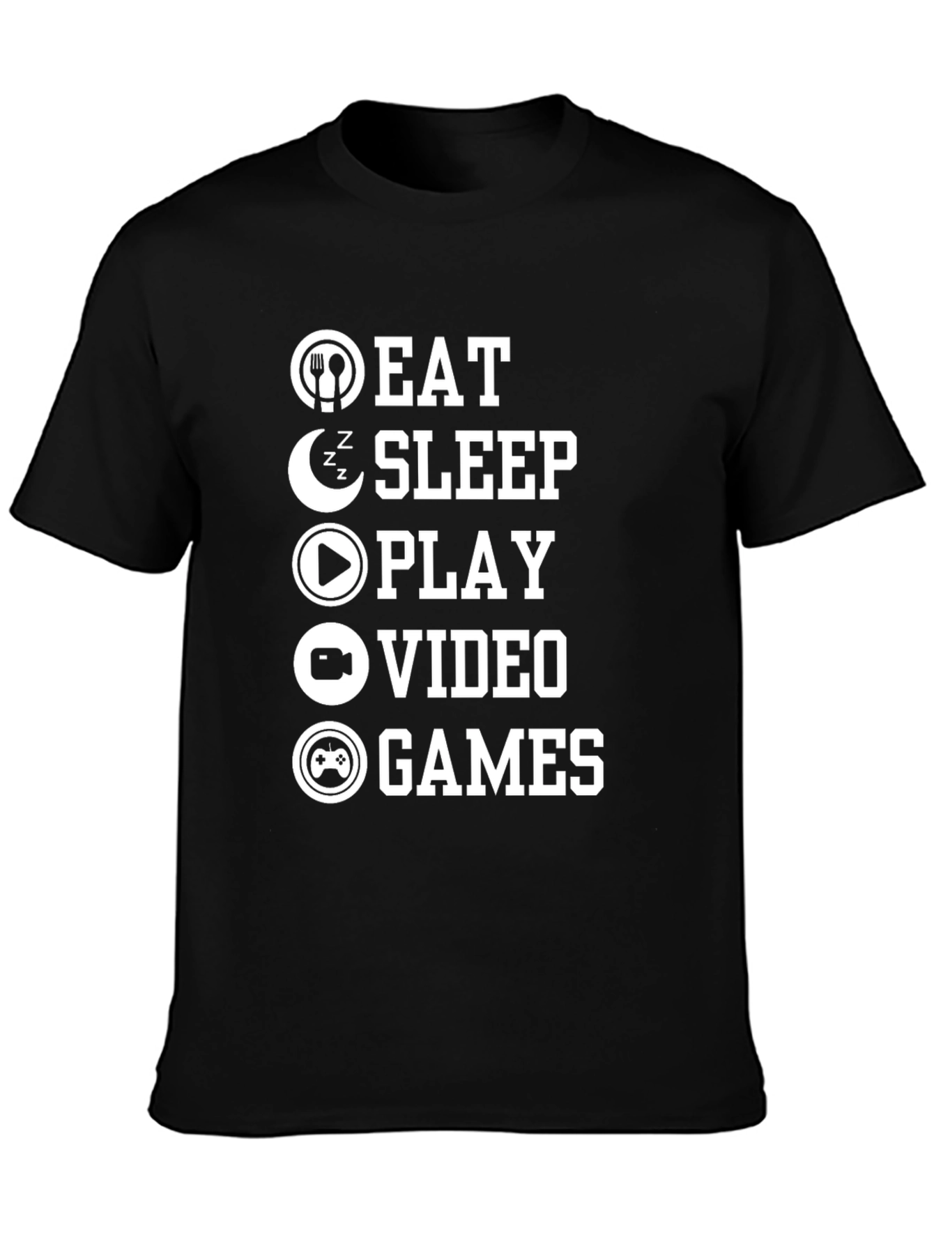 Eat Sleep Play Video Games Black Graphic T-Shirt