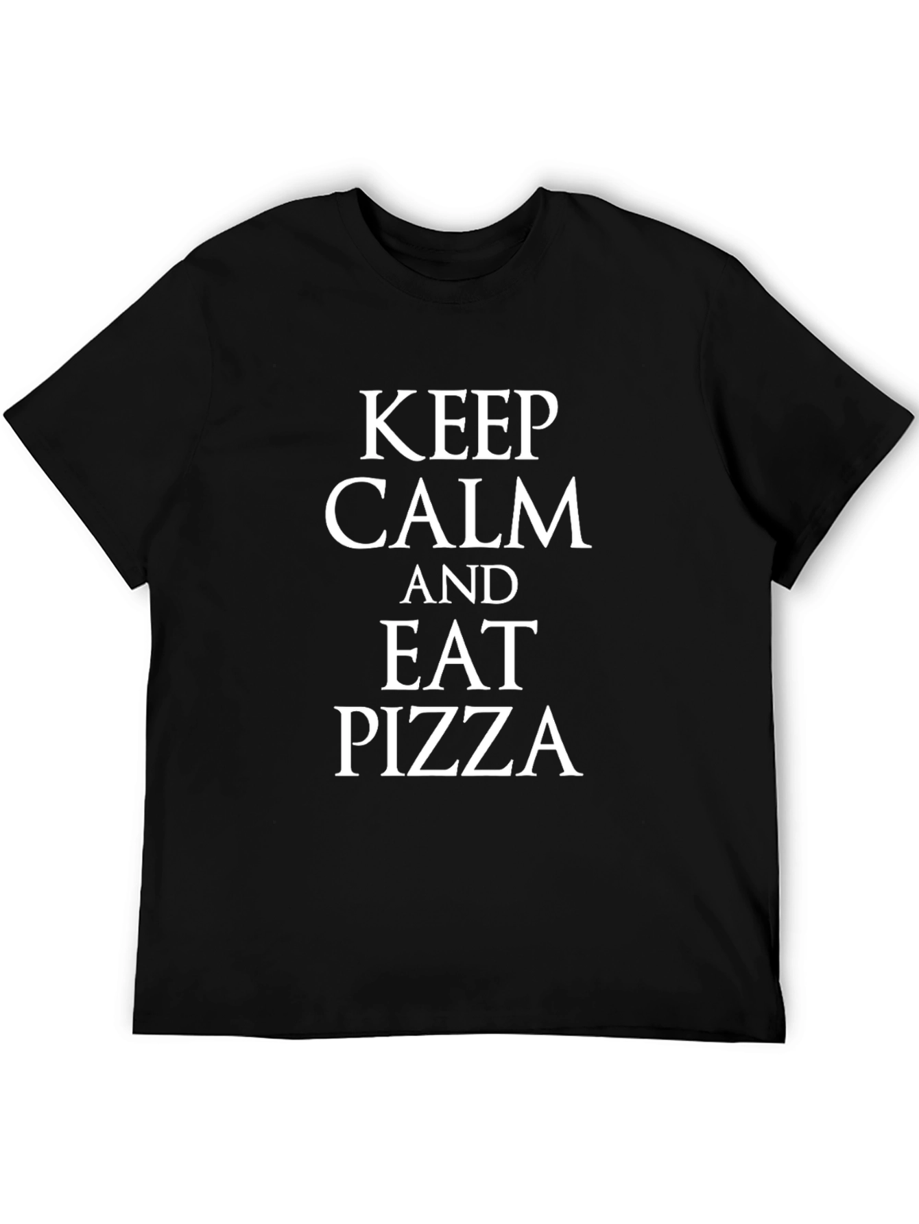 Keep Calm and Eat Pizza Black T-Shirt