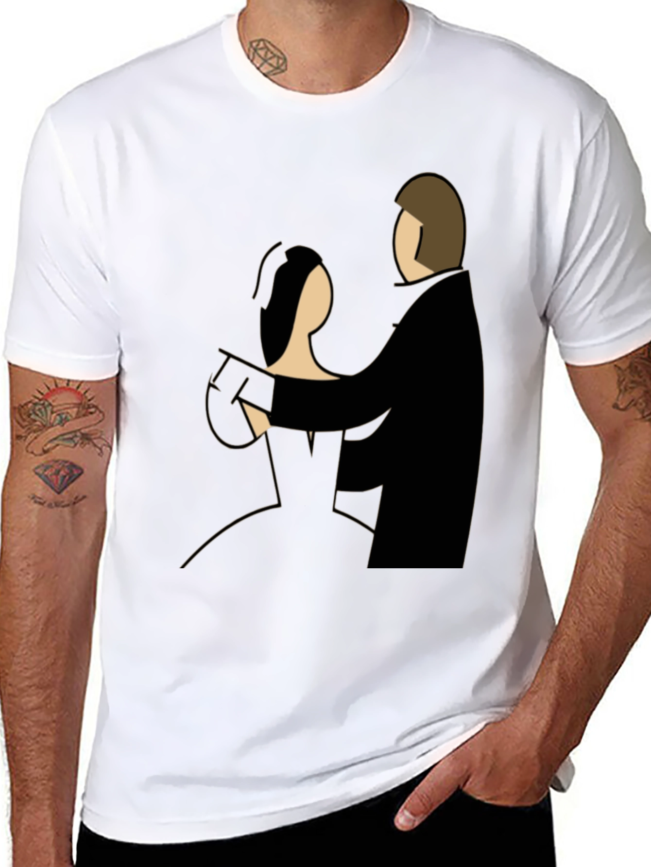 Elegant Dance Graphic Tee - Classic Couple Design