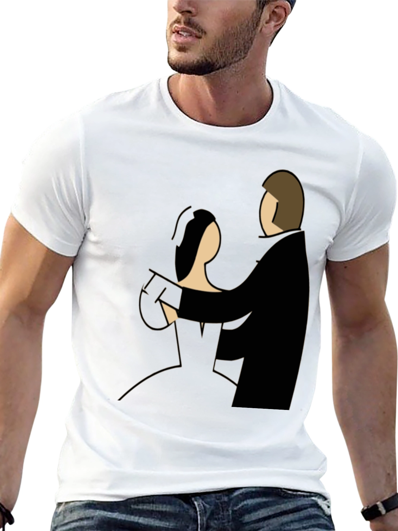 Elegant Dance Graphic Tee - Classic Couple Design