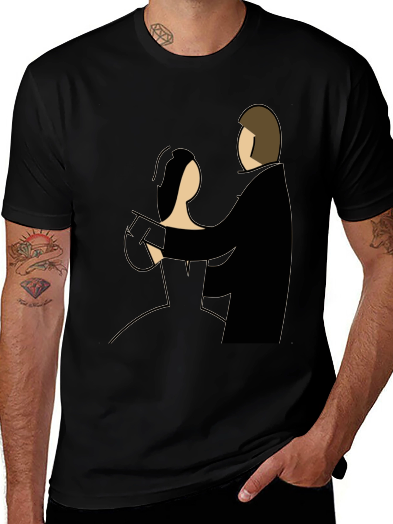 Elegant Dance Graphic Tee - Classic Couple Design