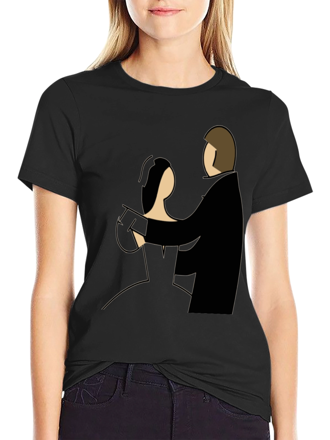 Elegant Dance Graphic Tee - Classic Couple Design