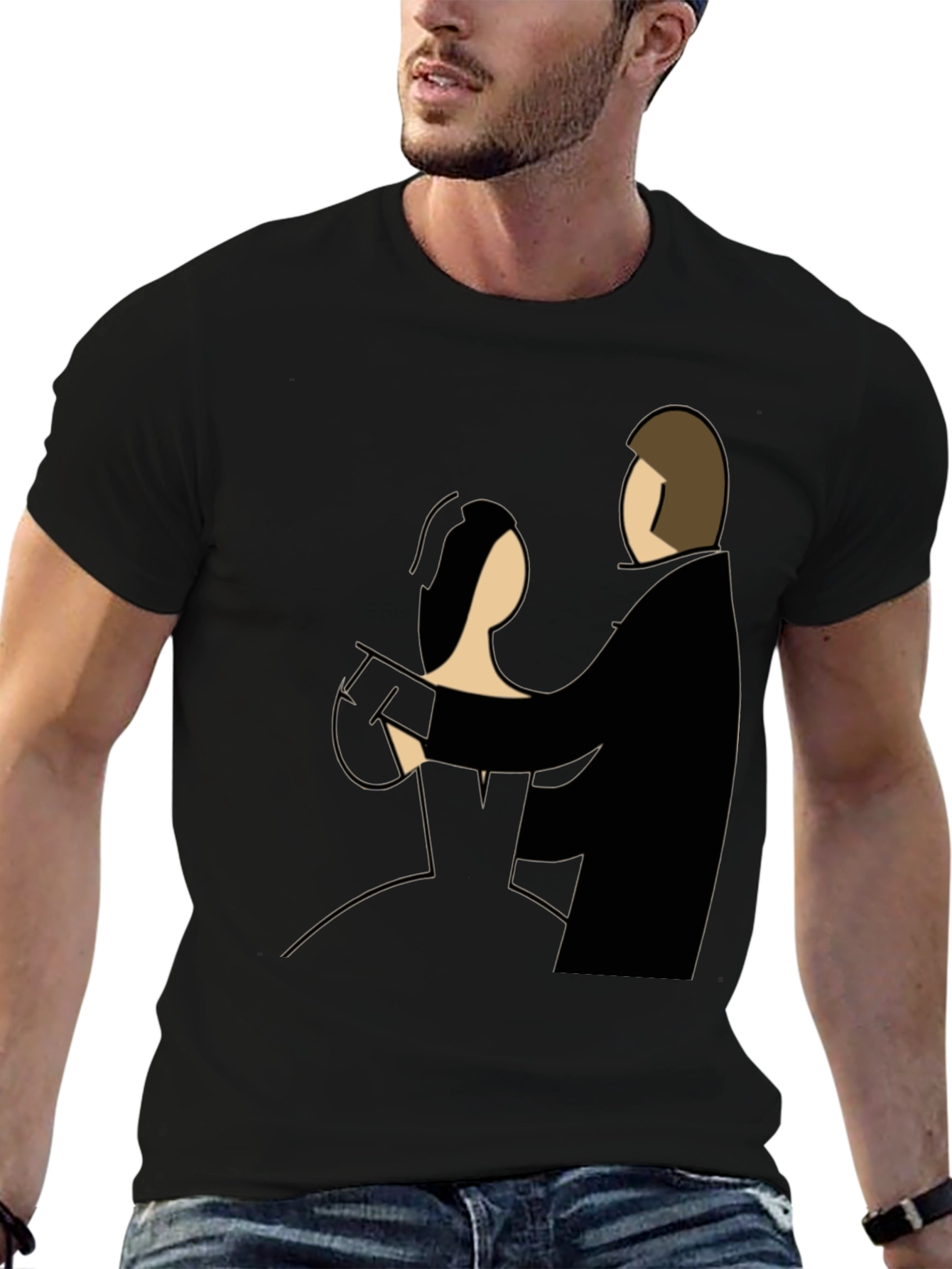 Elegant Dance Graphic Tee - Classic Couple Design