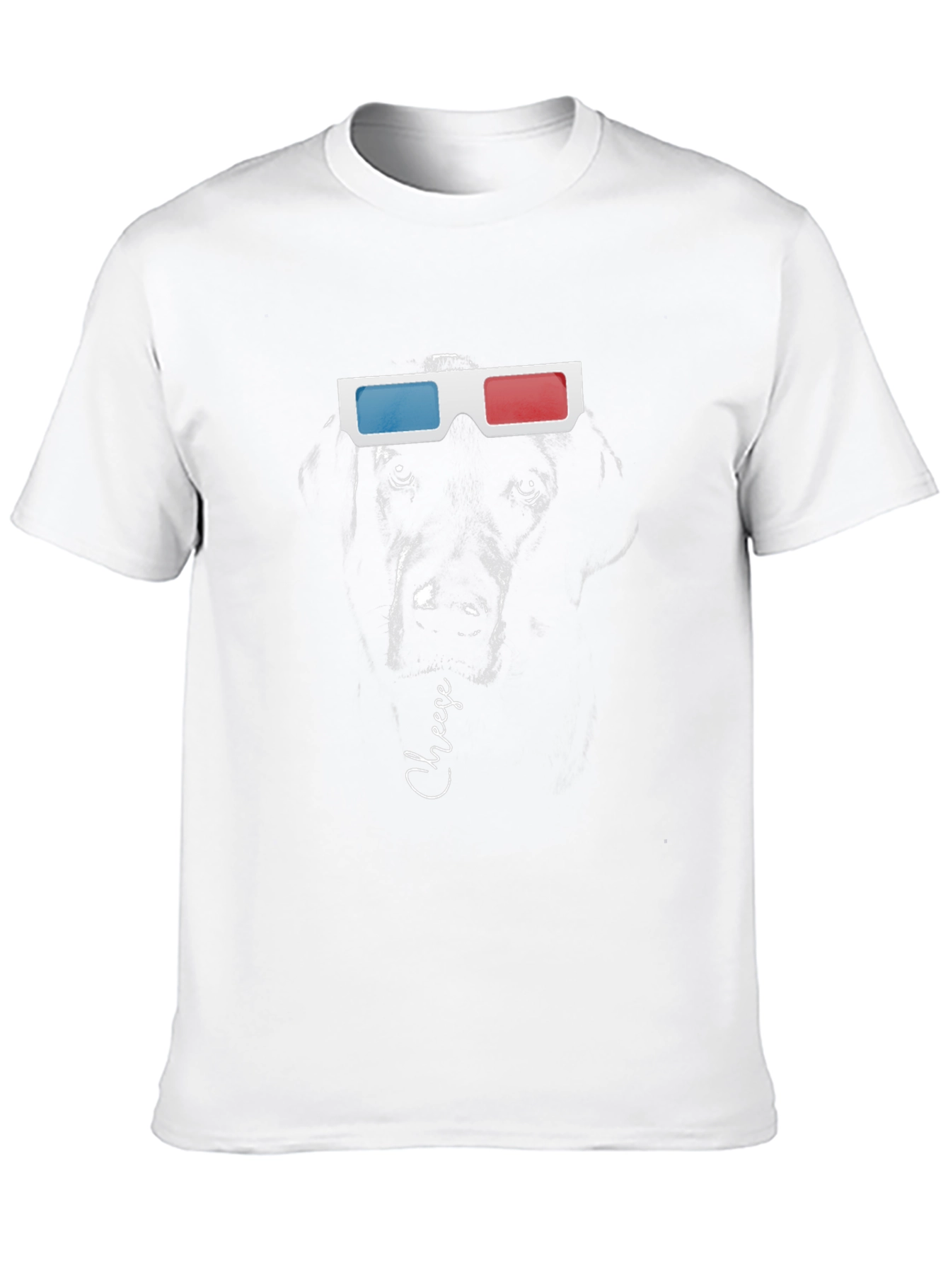 Dog with 3D Glasses T-Shirt - Cheese!