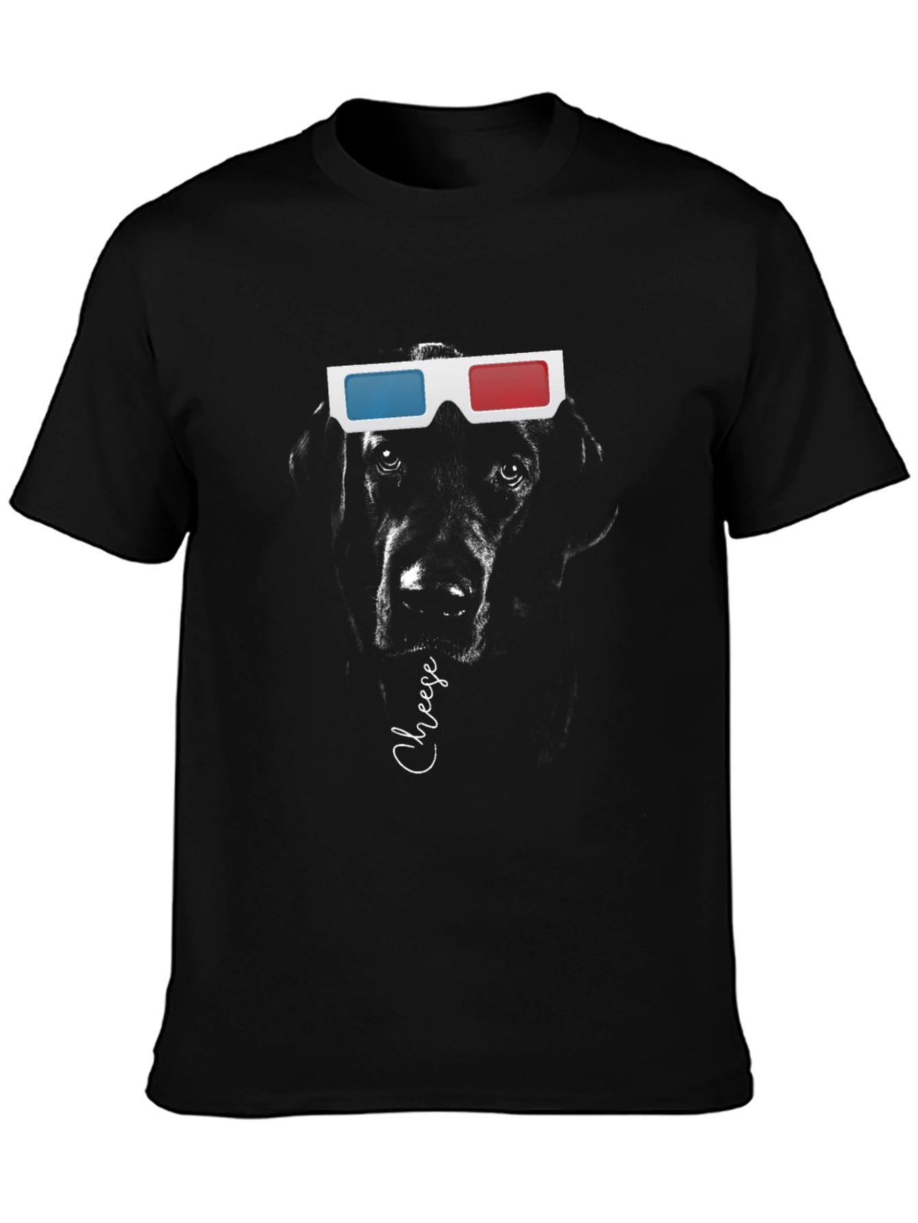 Dog with 3D Glasses T-Shirt - Cheese!