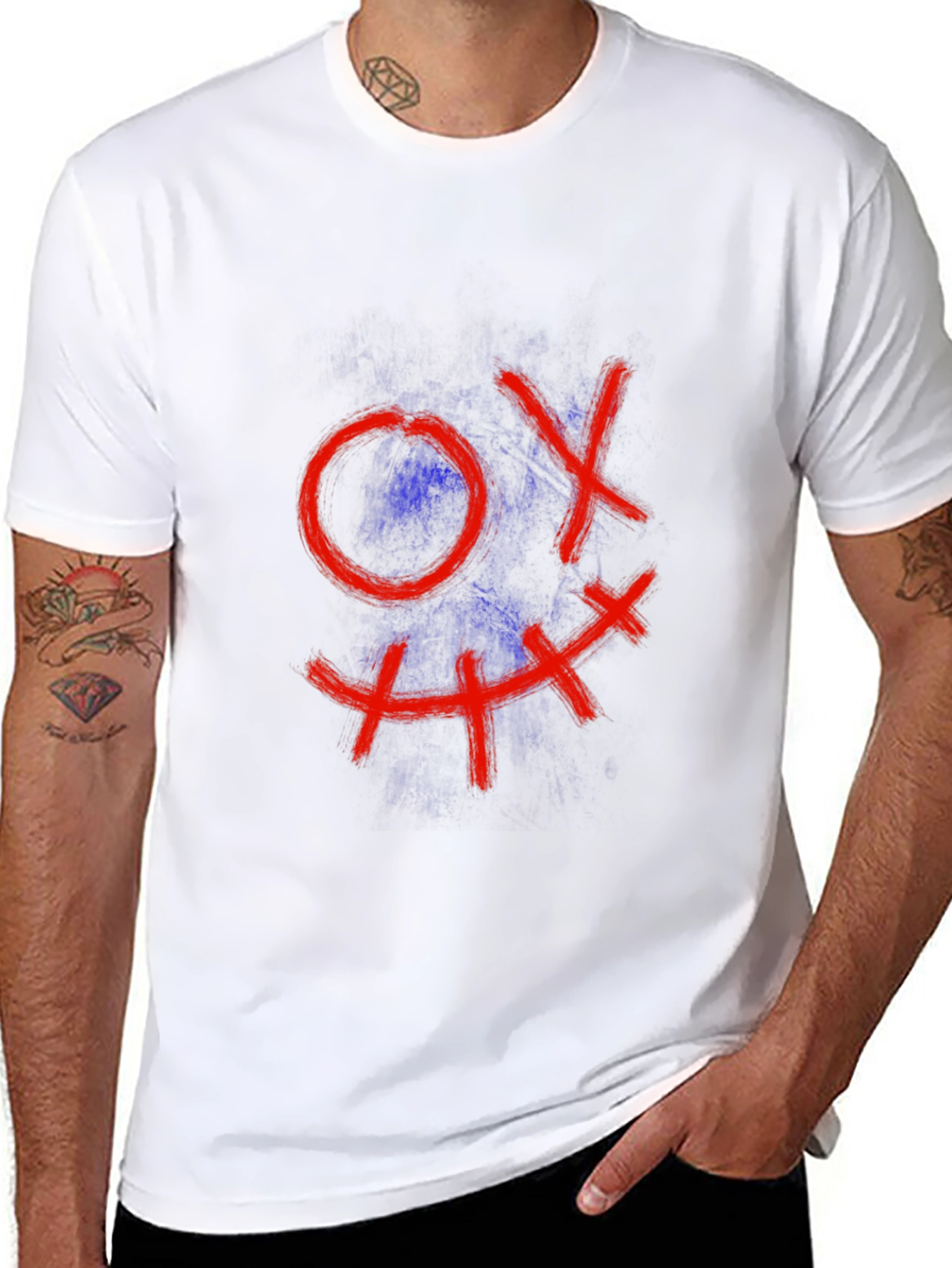 Mens Black Tee with Grin Design