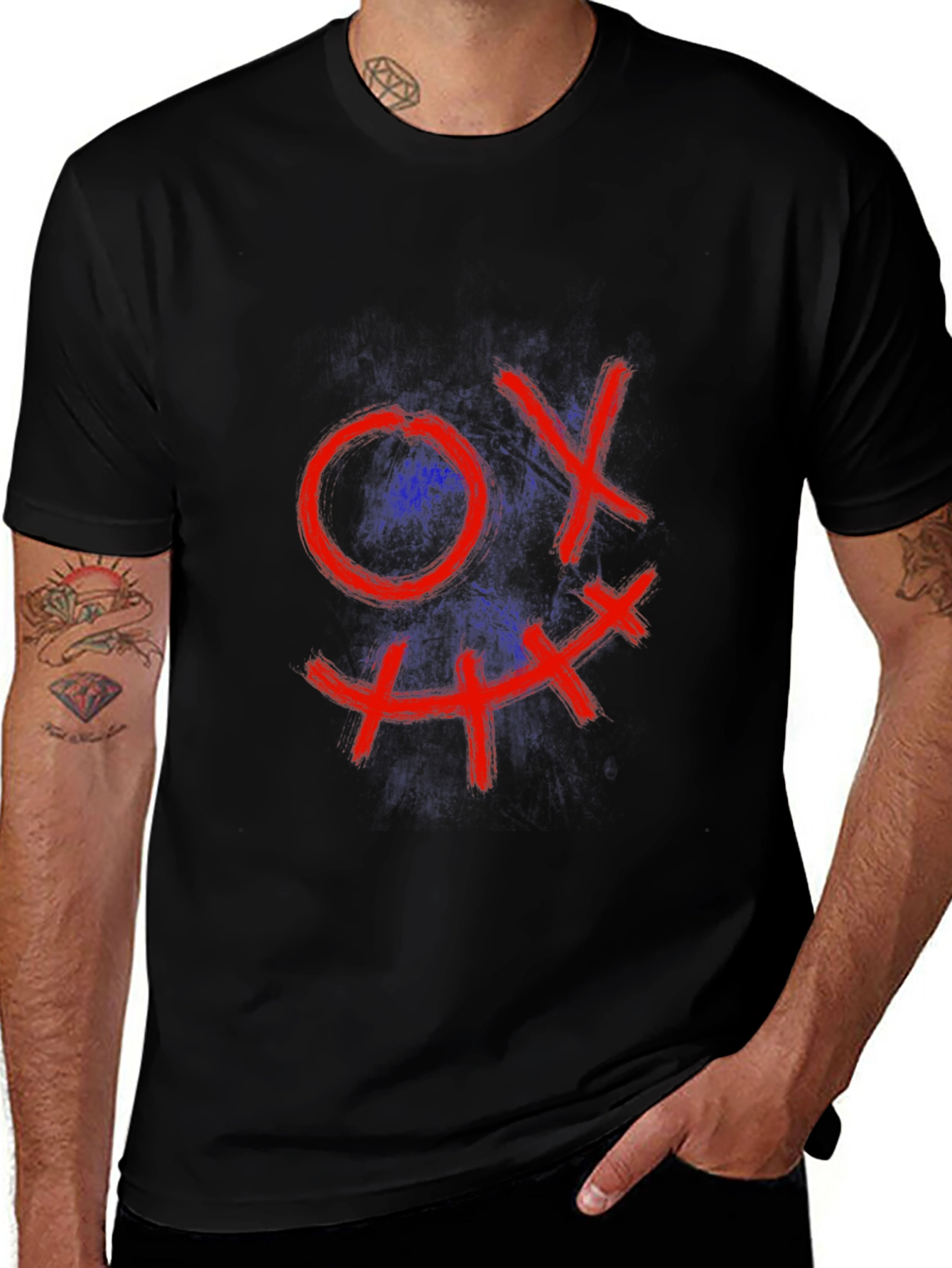 Mens Black Tee with Grin Design