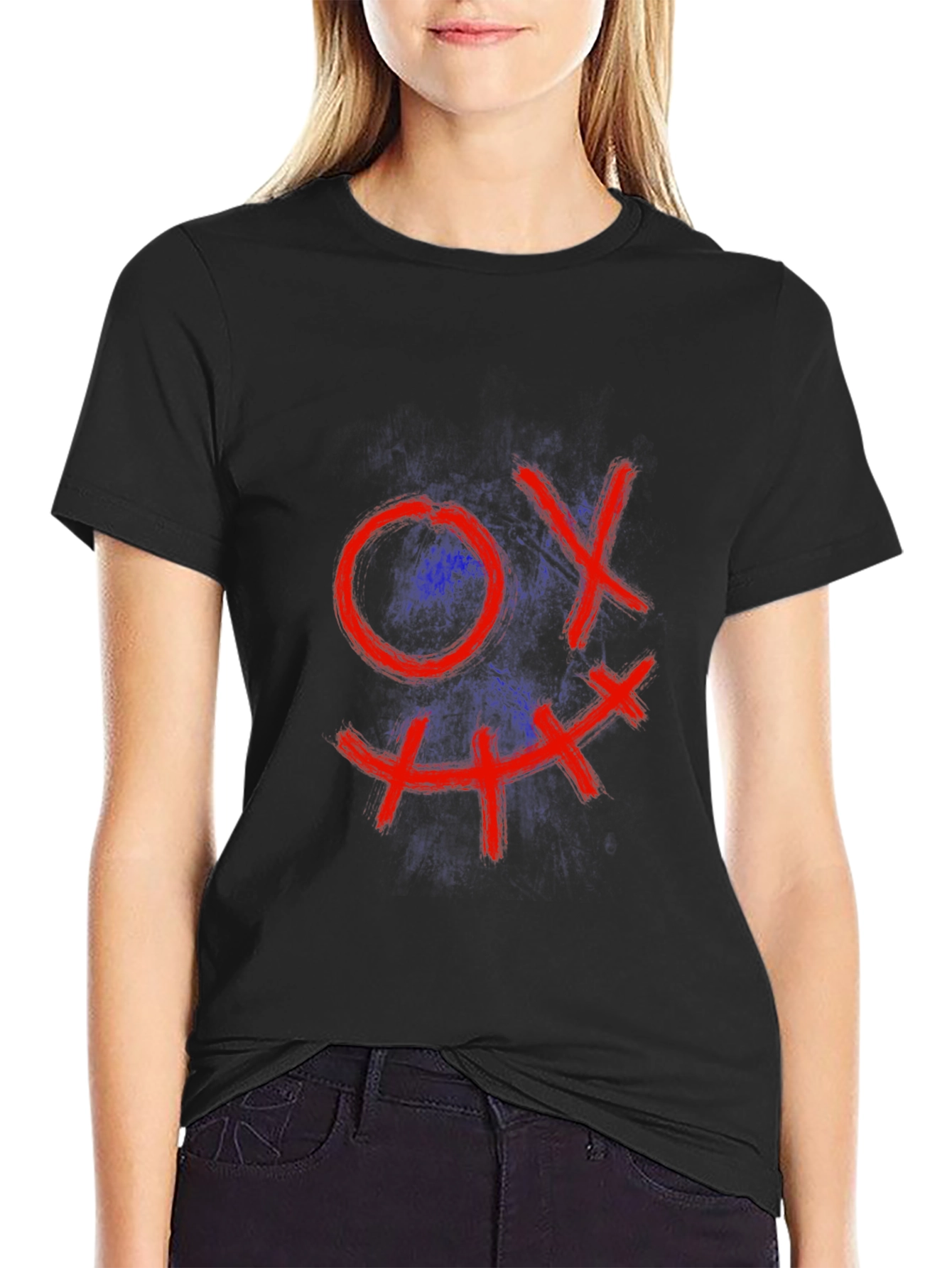 Mens Black Tee with Grin Design