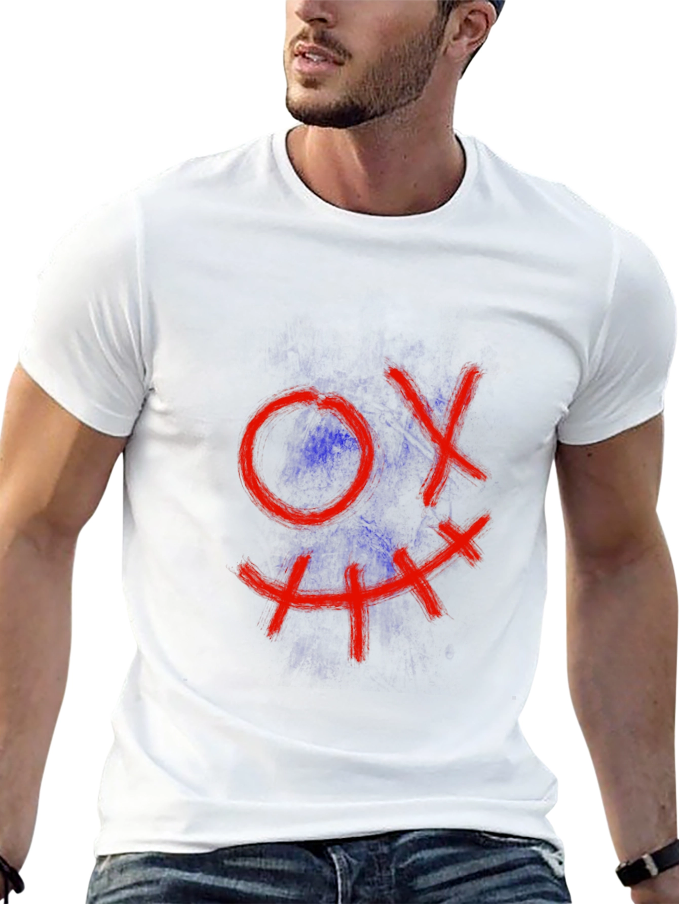 Mens Black Tee with Grin Design