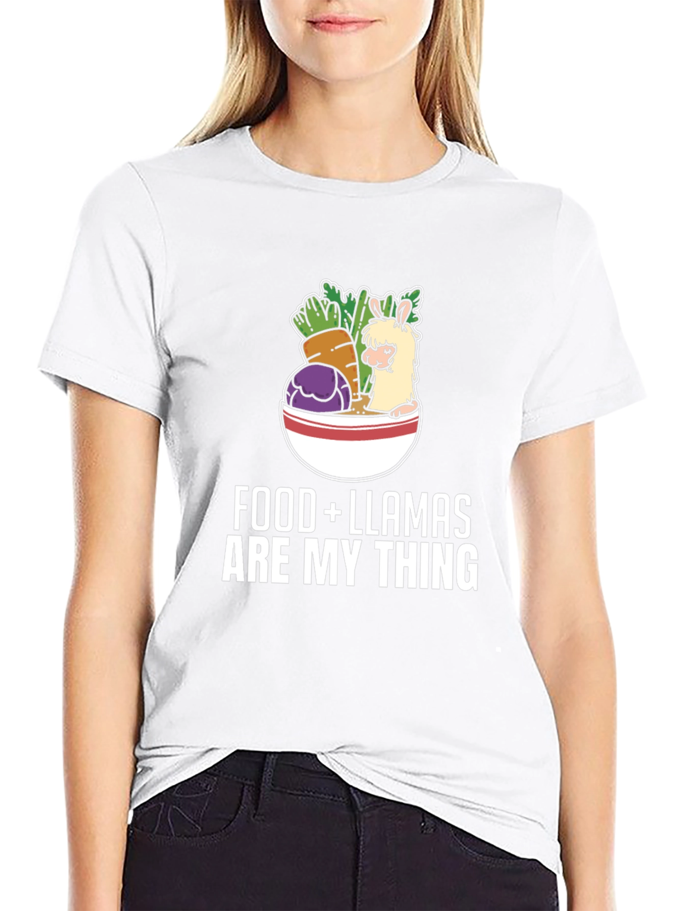 Food and Llamas T-Shirt: Graphic Tee