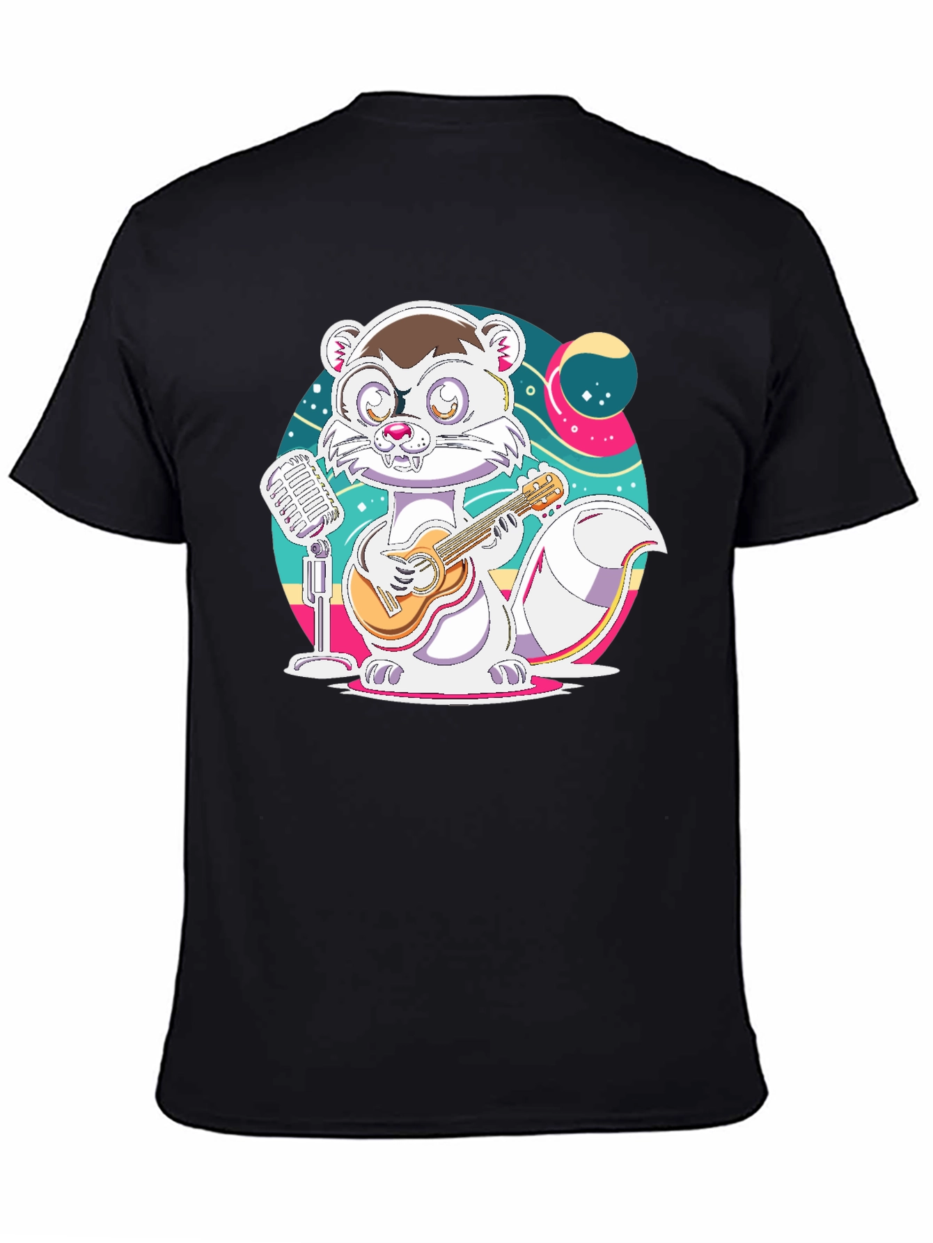 Cartoon Weasel Musician Graphic Tee