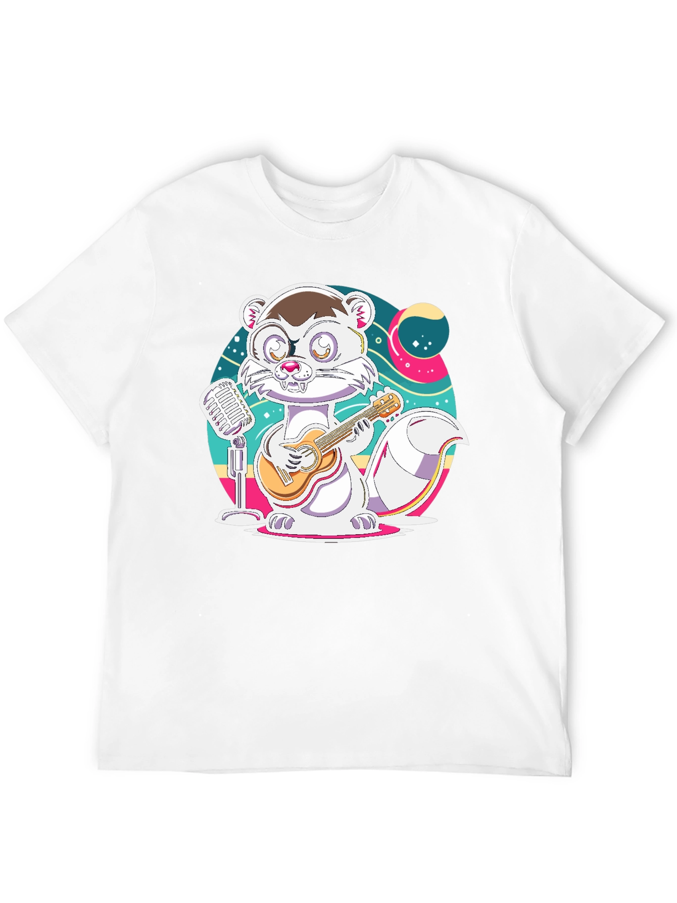 Cartoon Weasel Musician Graphic Tee