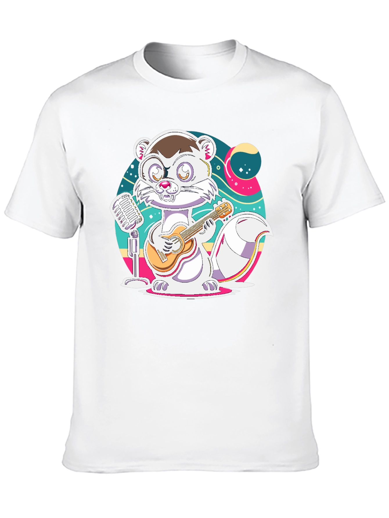 Cartoon Weasel Musician Graphic Tee