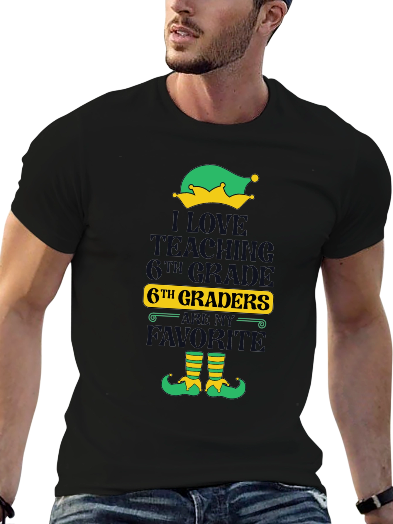 Teacher Elf Christmas T-Shirt 6th Grade