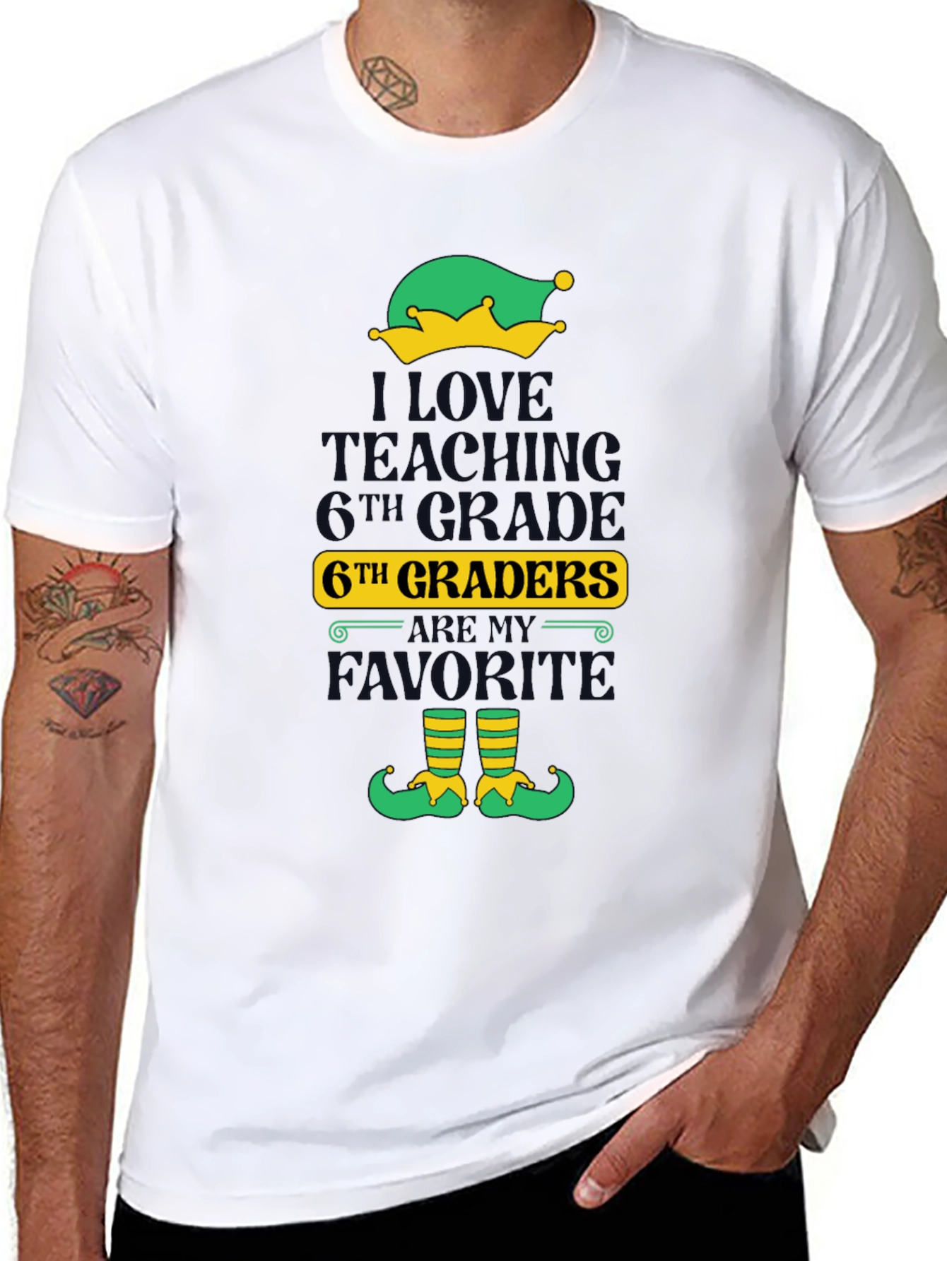 Teacher Elf Christmas T-Shirt 6th Grade