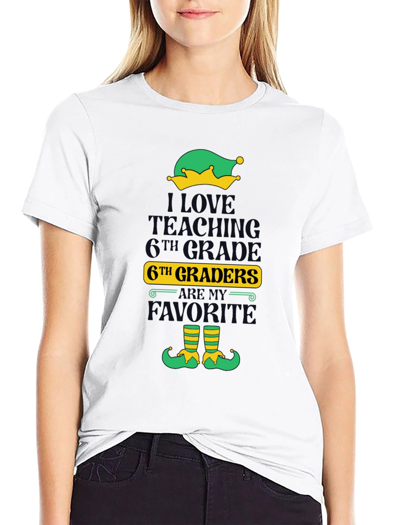 Teacher Elf Christmas T-Shirt 6th Grade